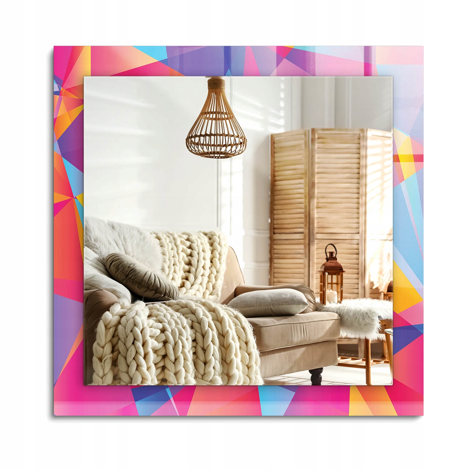 Zrkadlo s ozdobnou potlačou Štvorcové 60x60 cm Farebné geometrické vzory
