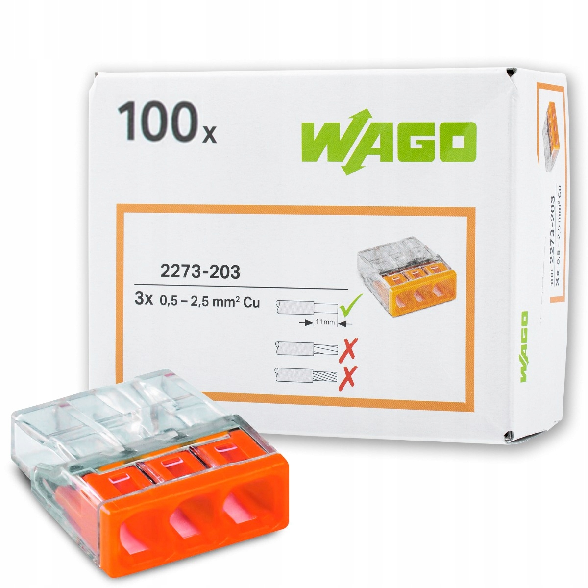 

Złączka Wago 2273-203 Szybkozłączka 3x2,5 100 Szt