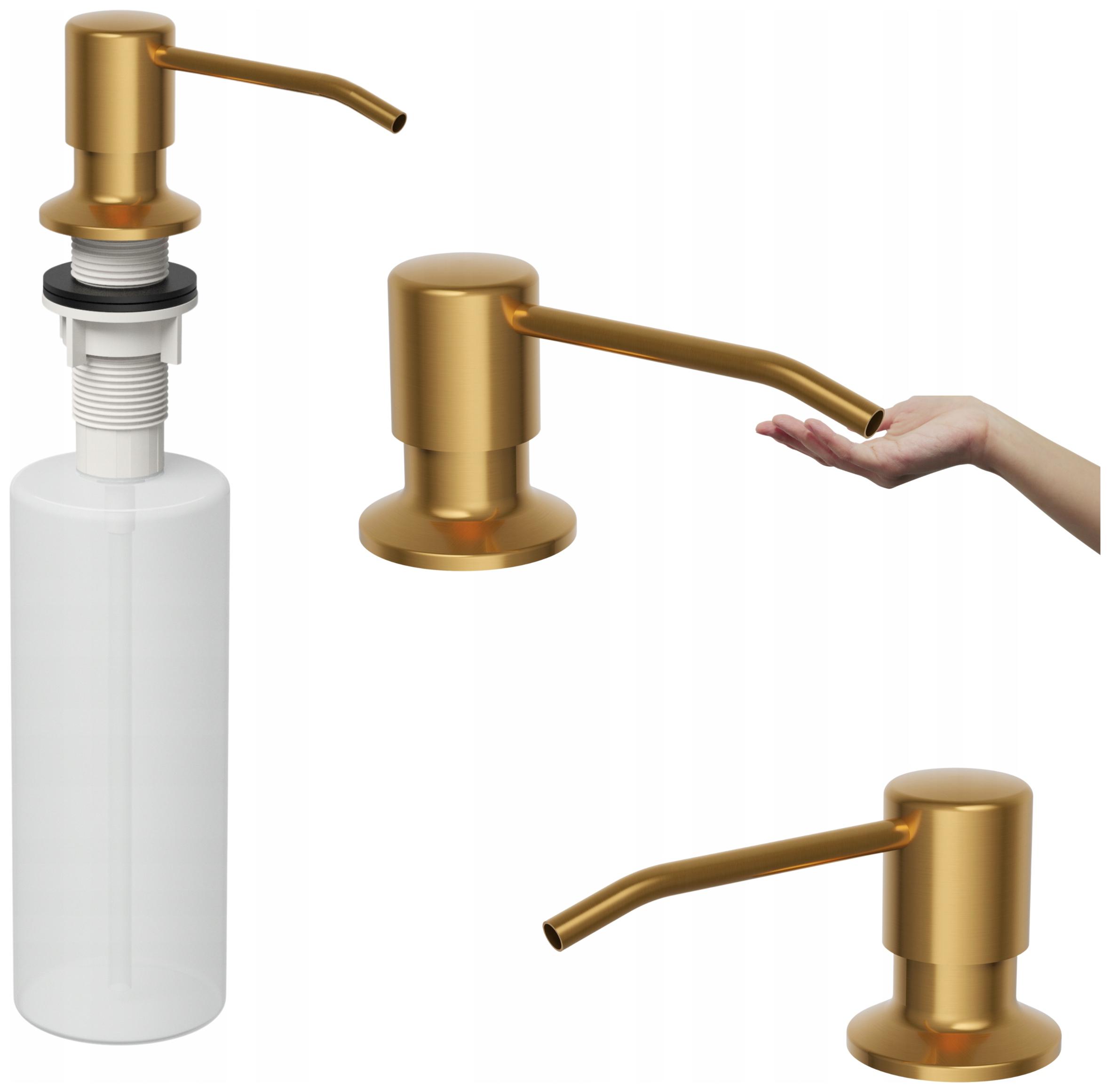 Dávkovač Do Dřezu Kulatý Kartáčované Zlato Kuchyňský Tekutý Mýdlo