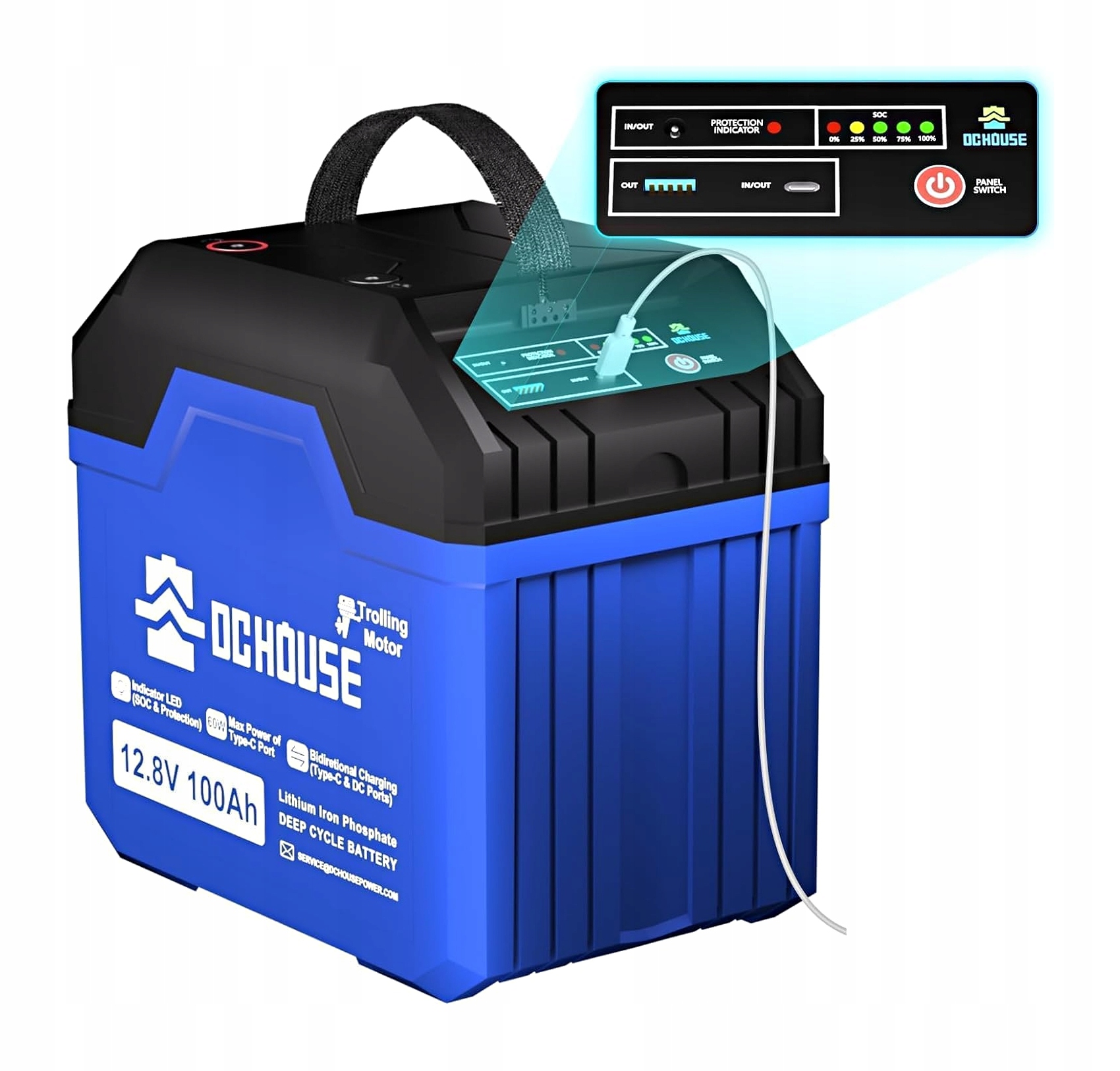 LiFePo4 baterie 12V 100Ah Dc-house s Led indikací