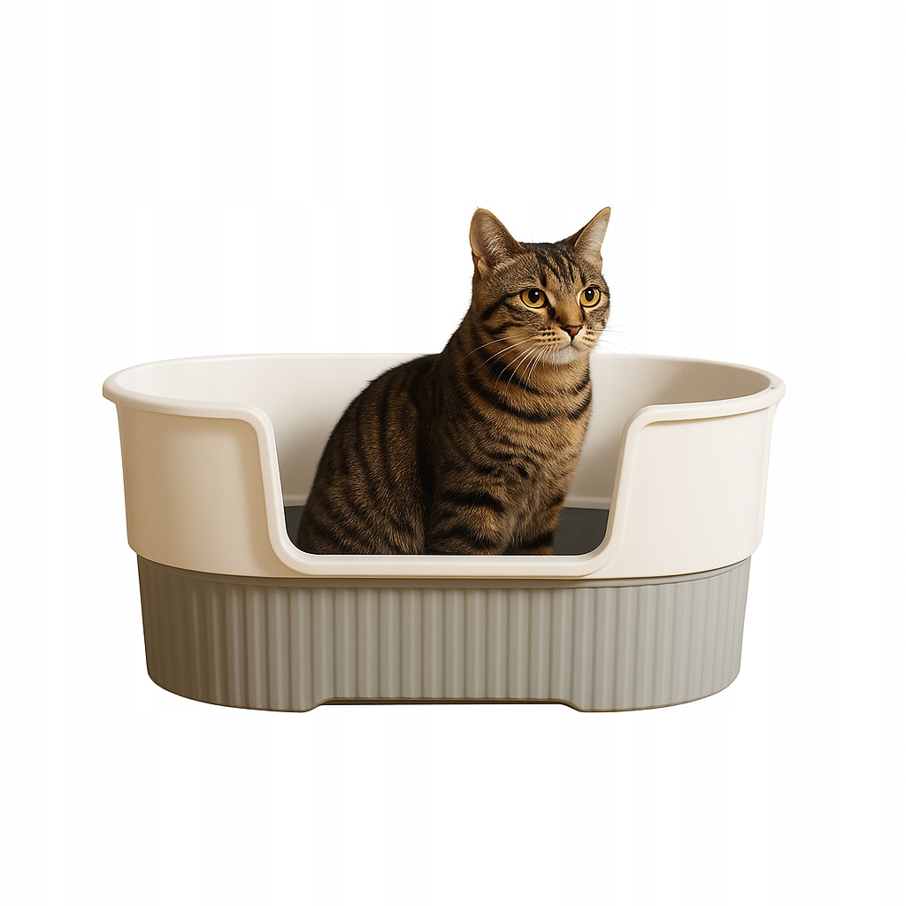 Levně Toaleta Pro Kočky Velmi velký vysoký okraj Otevřená s lopatkou Šedá 11