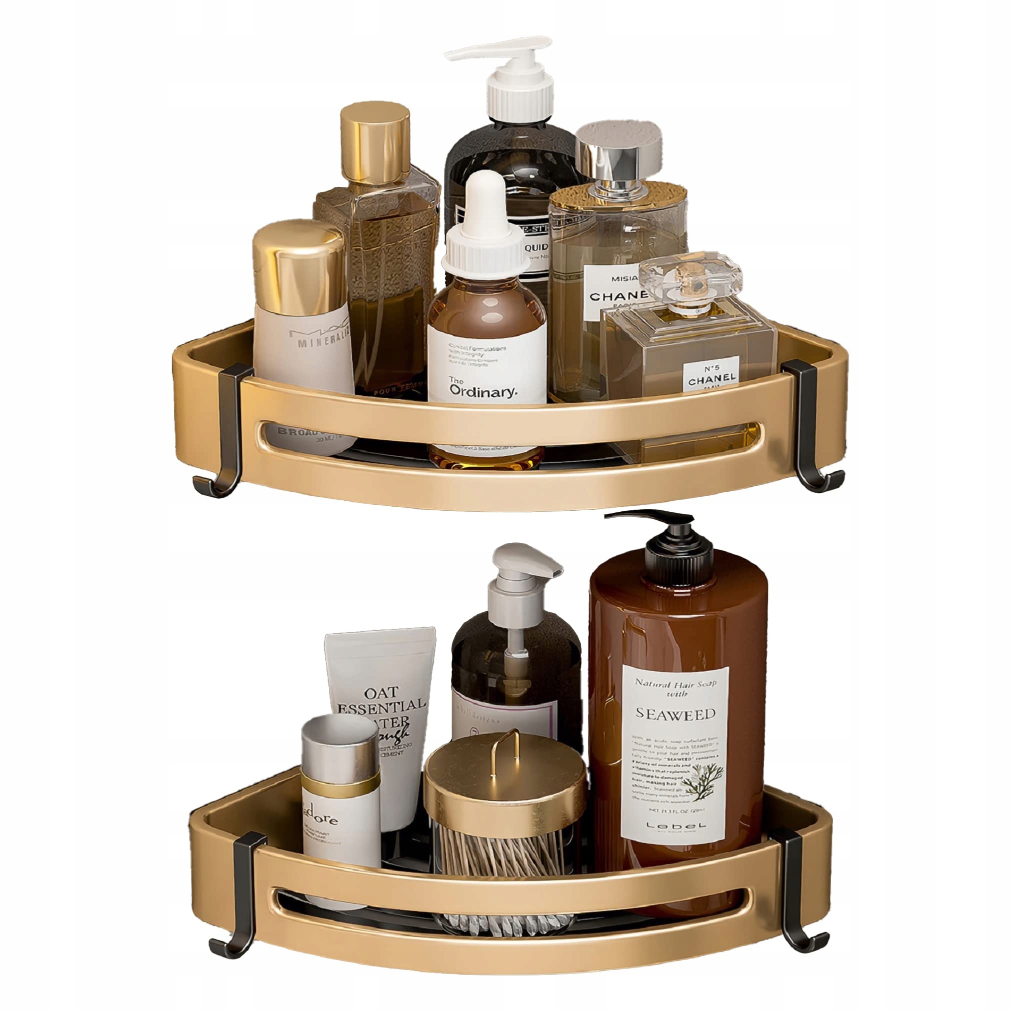 

2 X Półka Łazienkowa Wisząca Pod Prysznic Złoto