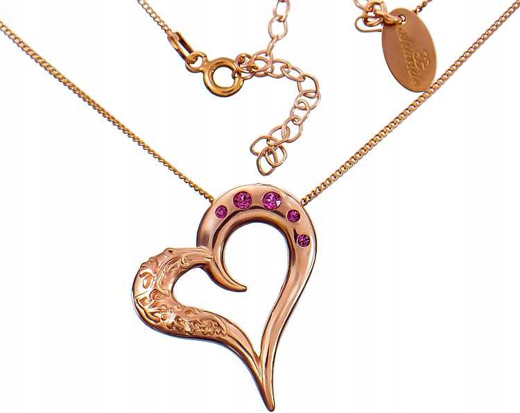 Krystalový Náhrdelník Srdce Růžové Zlato Arande