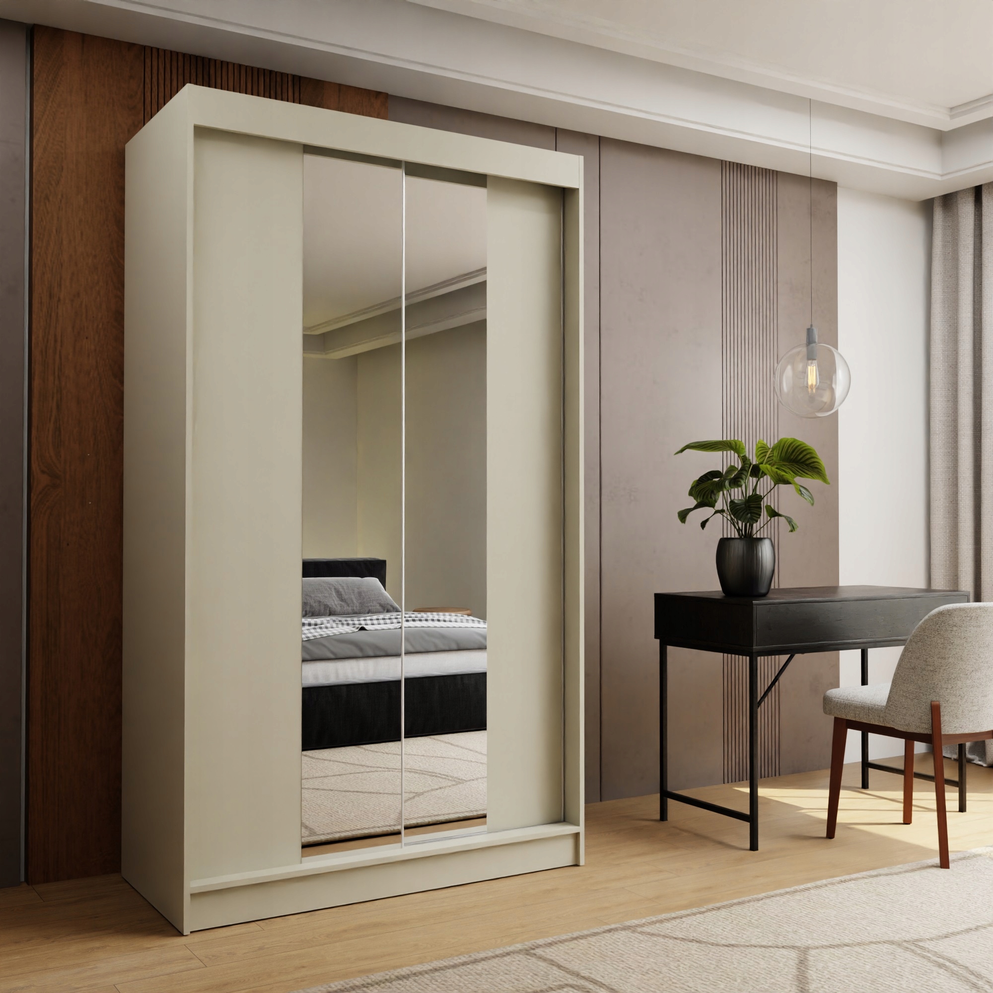 Skříň 120 cm se zrcadlem Zásuvky Skříň Dvoudveřová Kašmír