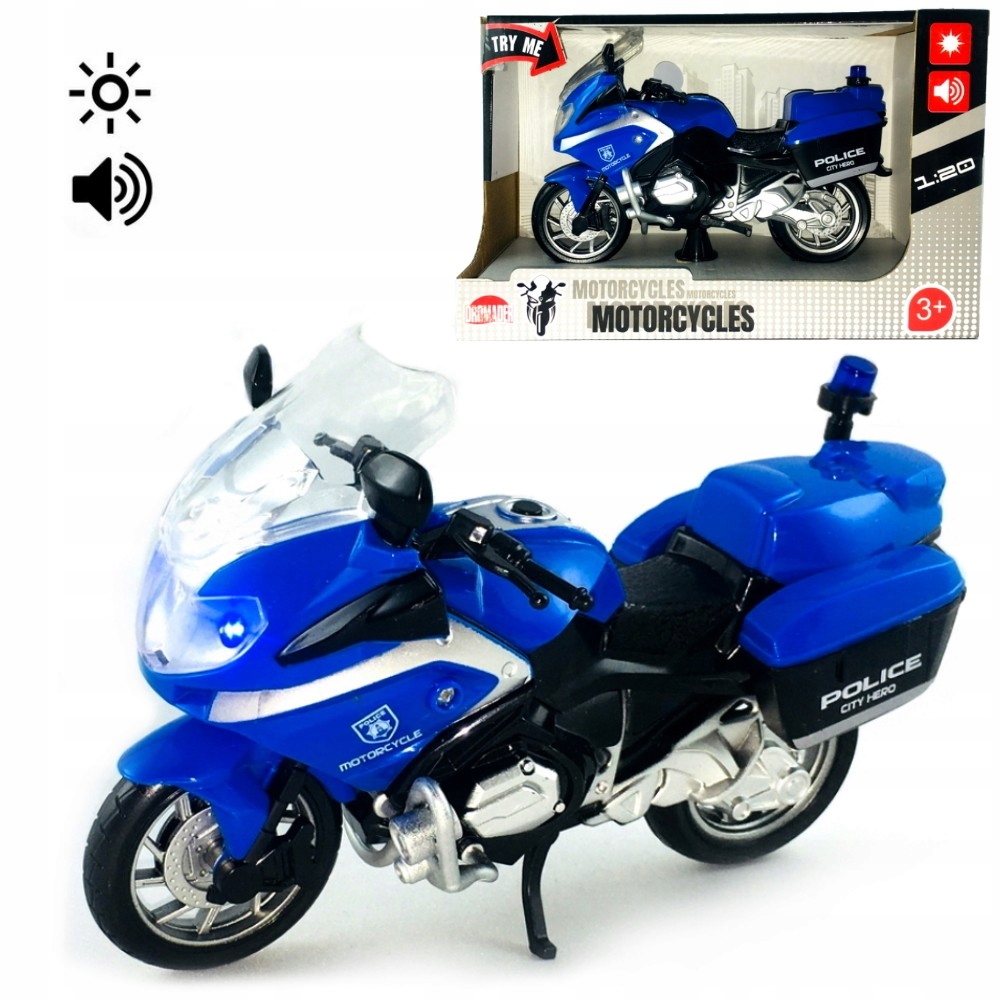 

Motor Policyjny Motocykl Niebieski Ścigacz 1:20