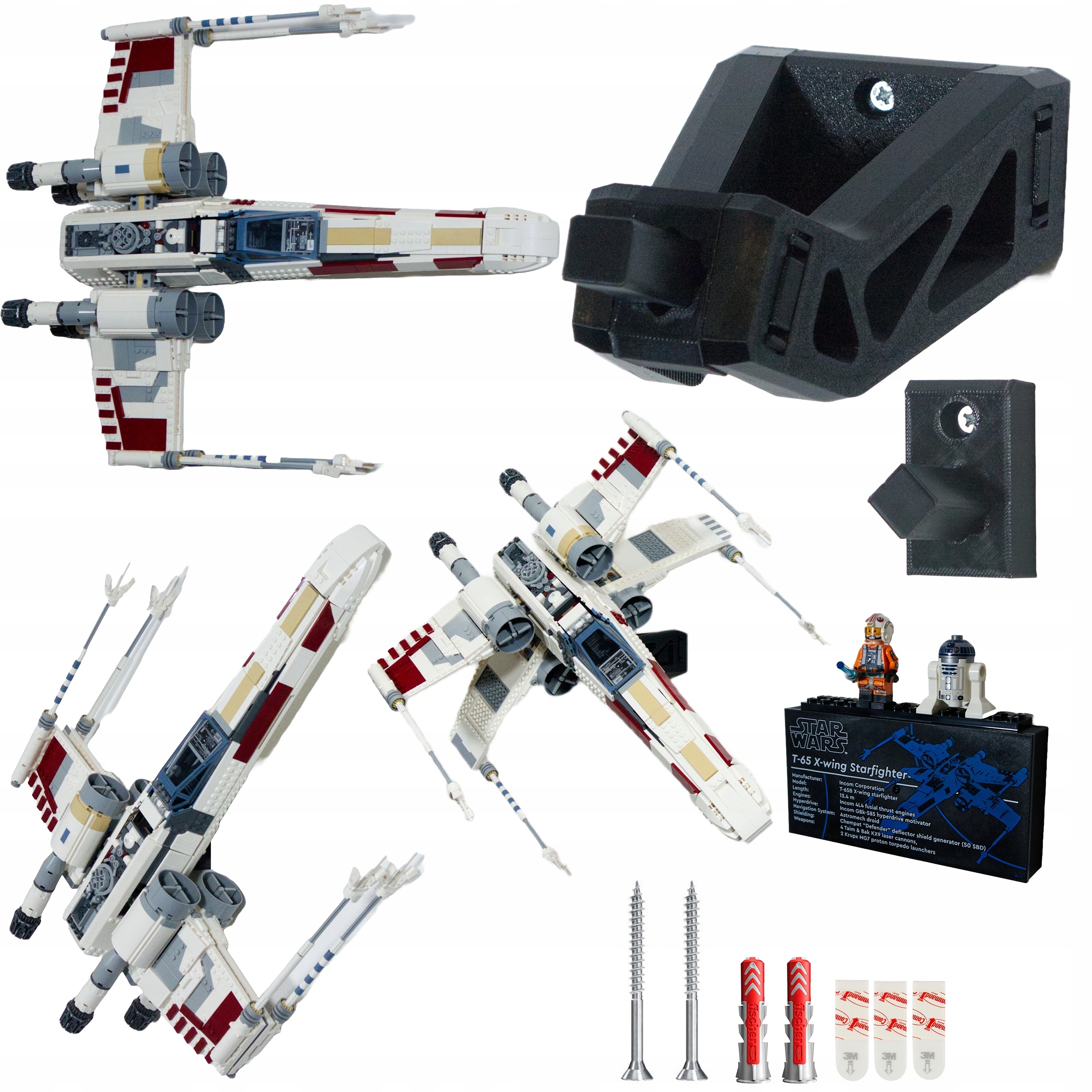 Sada Tří Nástěnných Držáků Na Sadu Ucs X-wing 75355 Na Stěnu