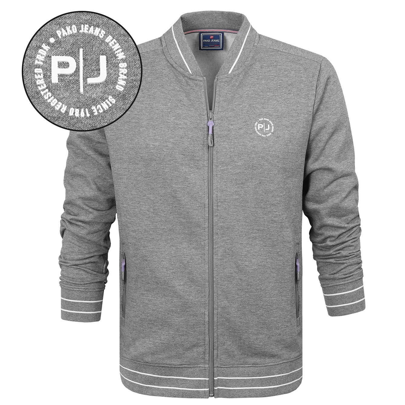 pánská mikina Bomber Rozepínací bez kapuce Zateplená Šedá XL Pako Jeans