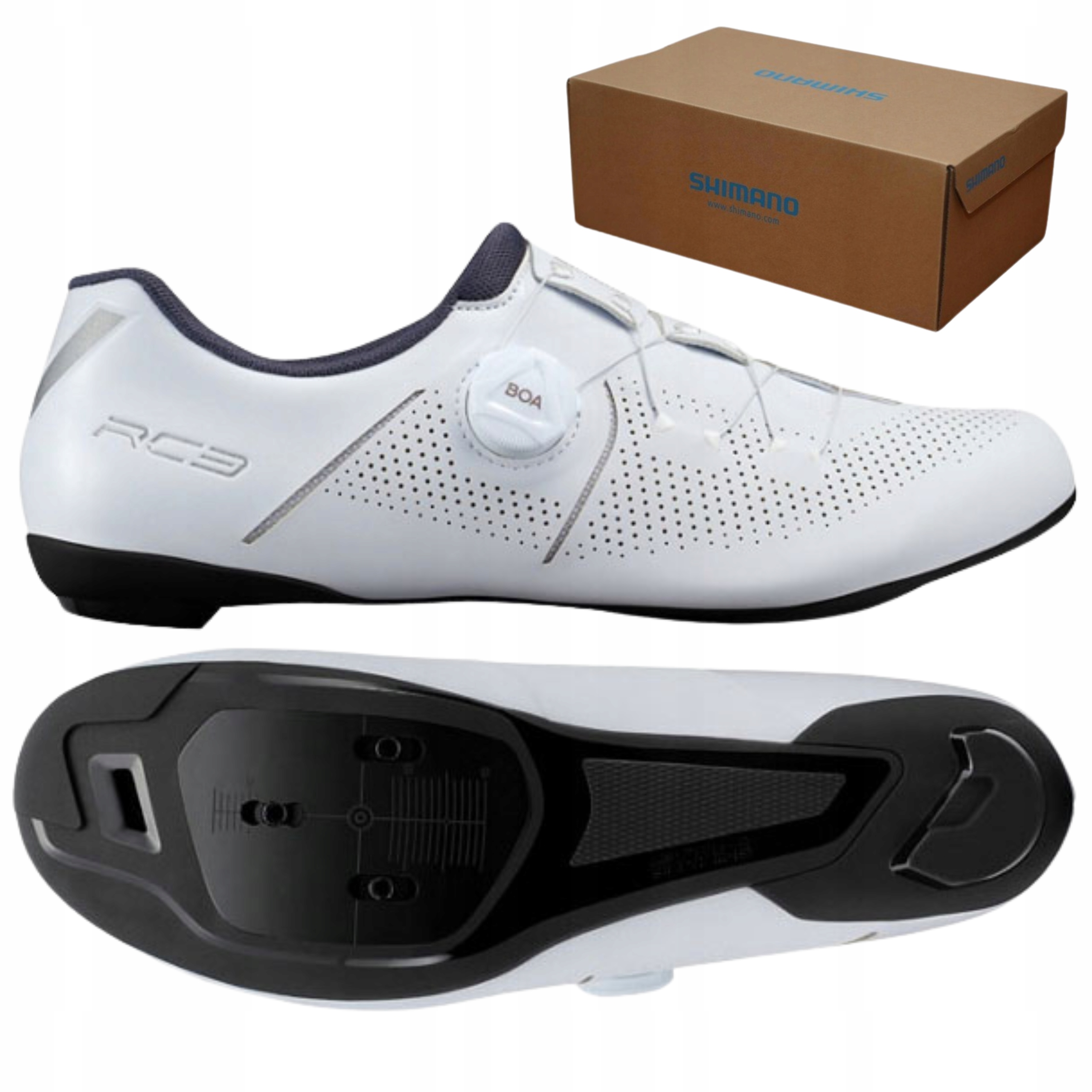 Buty rowerowe szosowe Shimano SH-RC302 RC3 Spd Sl r. 43 Białe Boa Sztywne