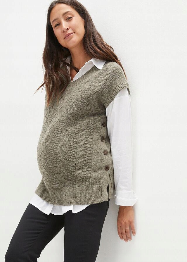 36 SWETER CIĄŻOWY WZÓR W WARKOCZE Bonprix