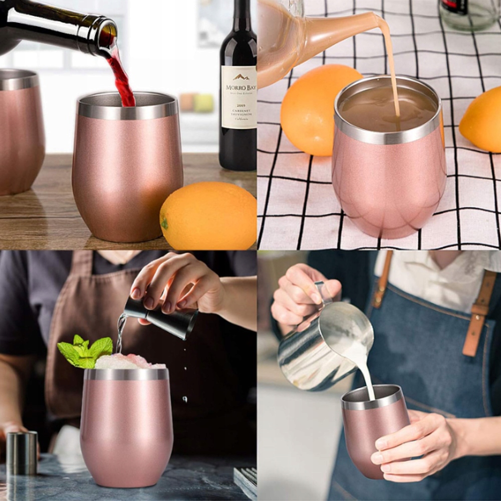 IZOLOWANY KIELISZEK DO WINA Z POKRYWKĄ, STAL NIERDZEWNA, PODWÓJNE ŚCIANKI Marka inna