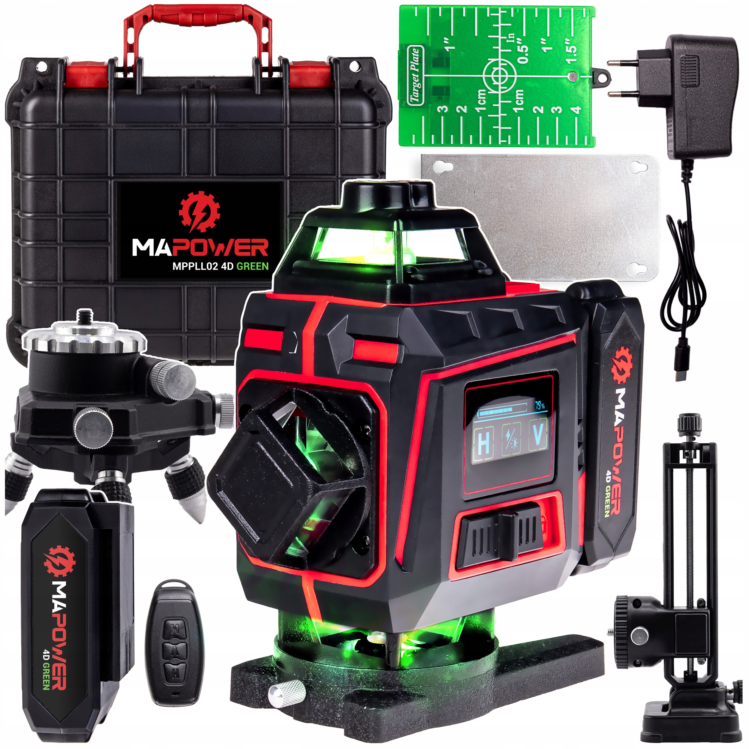 Křížový Laser Laserová Vodováha 360 Rovinný Laser Zelený Mapower