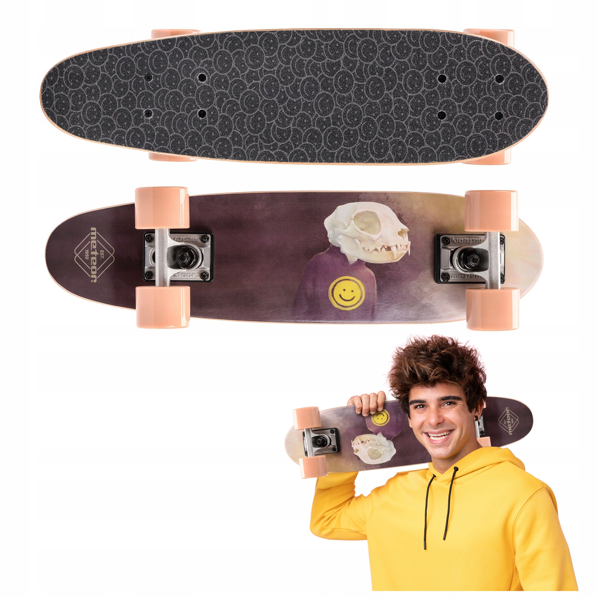 Deskorolka Dla Dzieci Mini Fiszka Meteor Drewniana 57x15cm ABEC-7 do 100kg