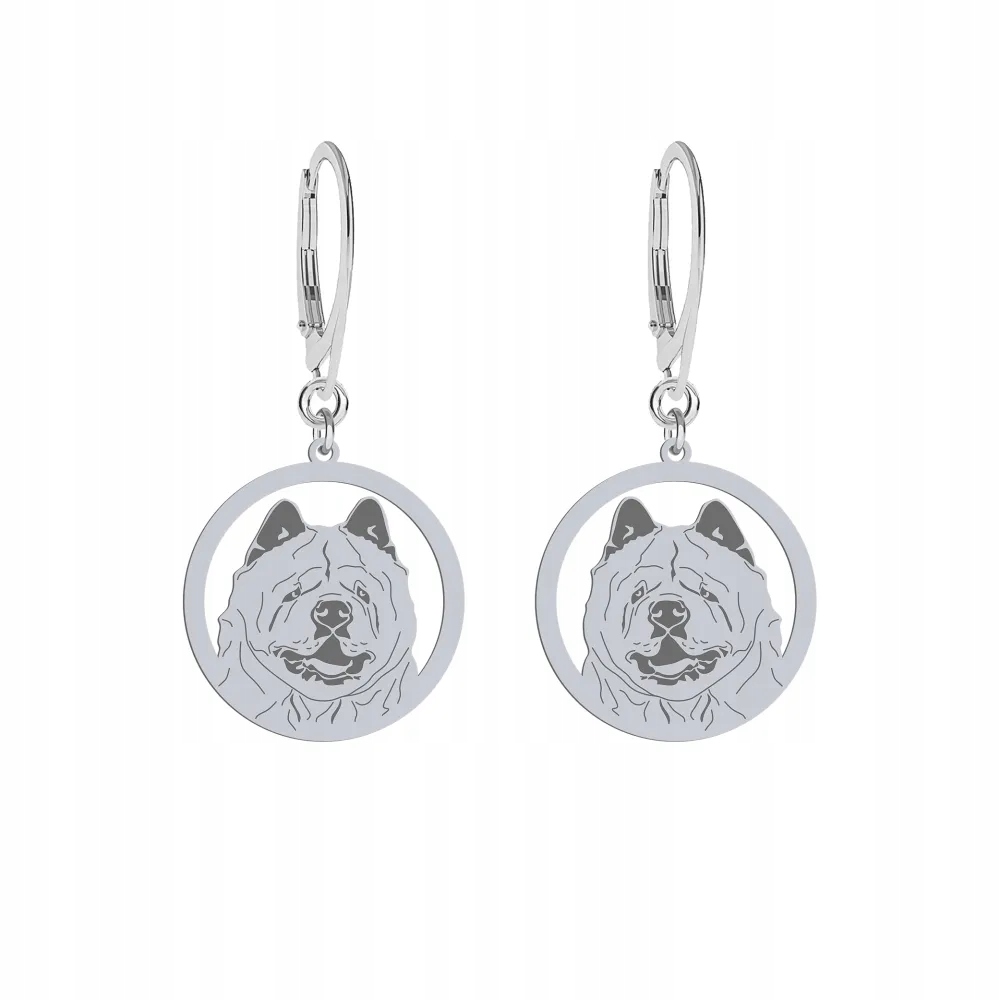 Stříbrné Náušnice se psem Chow chow Soft 925 Šperky Dárek Gravírování Bonus