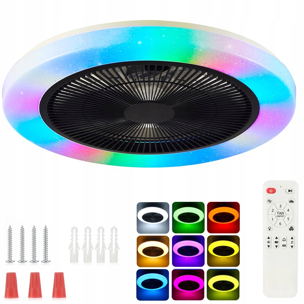 Lampa Sufitowa Led Rgb Z Wentylatorem 60W Z Pilotem