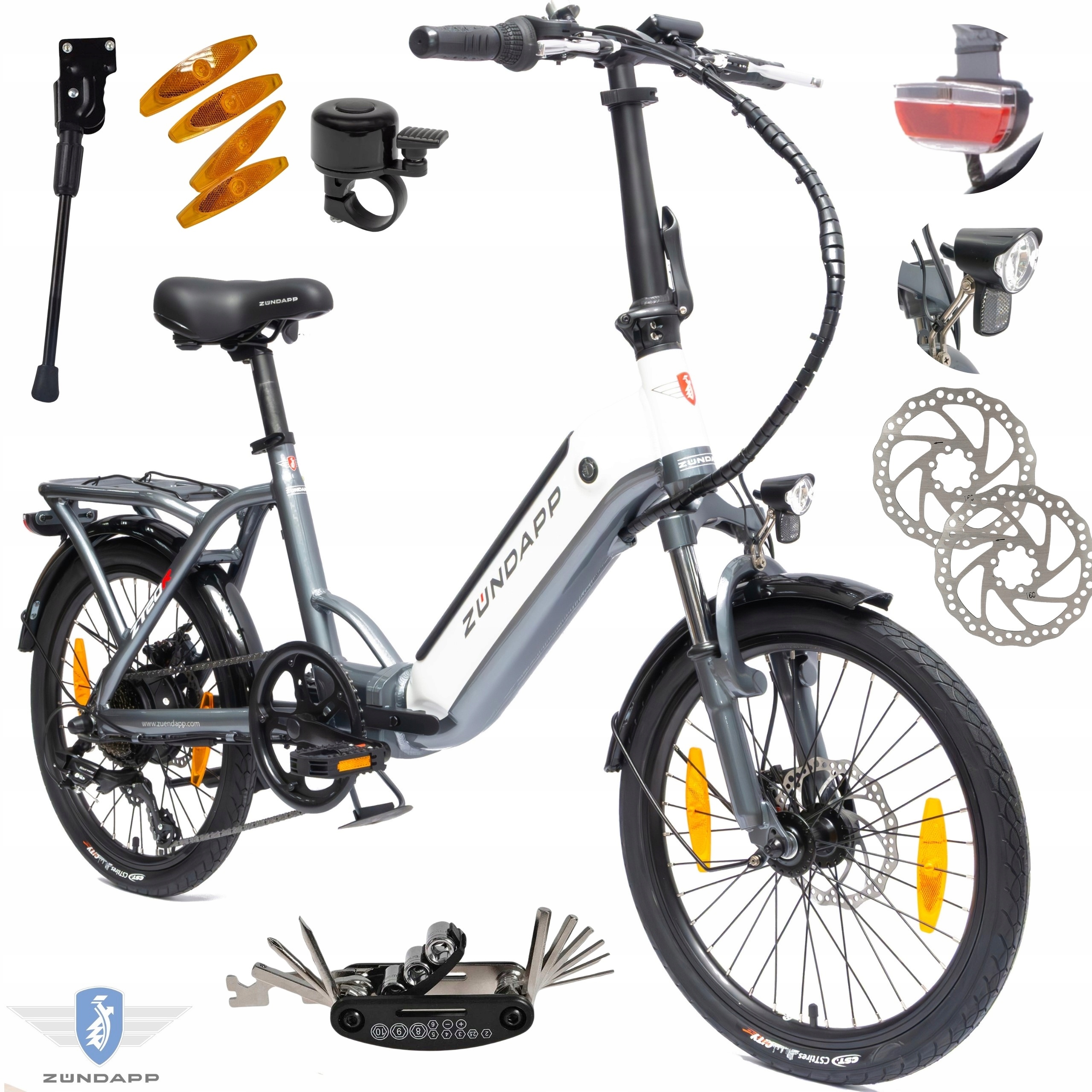 Rower Elektryczny Męski Damski Składany 20" Shimano Tarcze 250 W LCD Alu