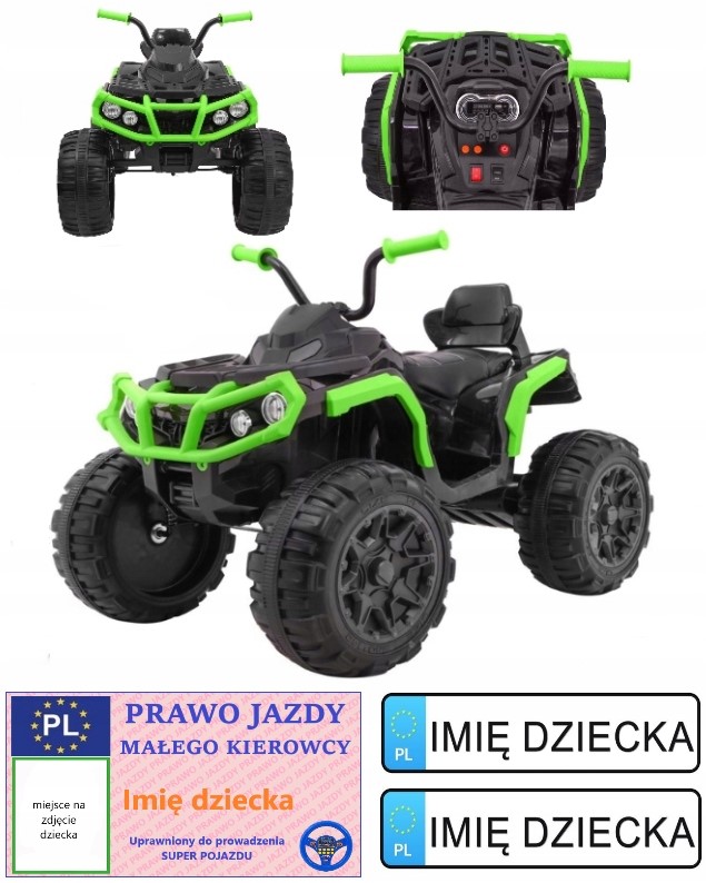 DUŻY MOCNY QUAD kład koła EVA światła LED
