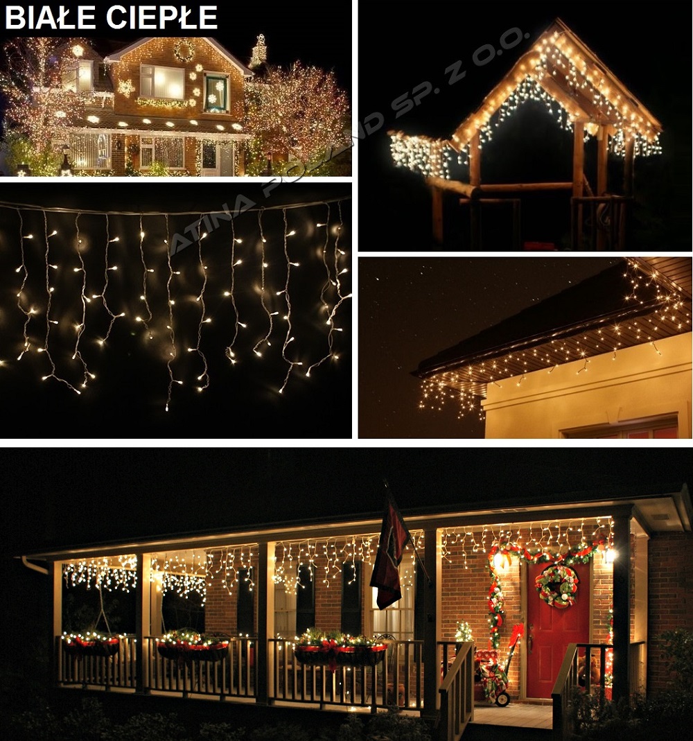 KURTYNA ŚWIETLNA SOPLE LAMPKI 100 LED BIAŁE CIEPŁE Marka inna