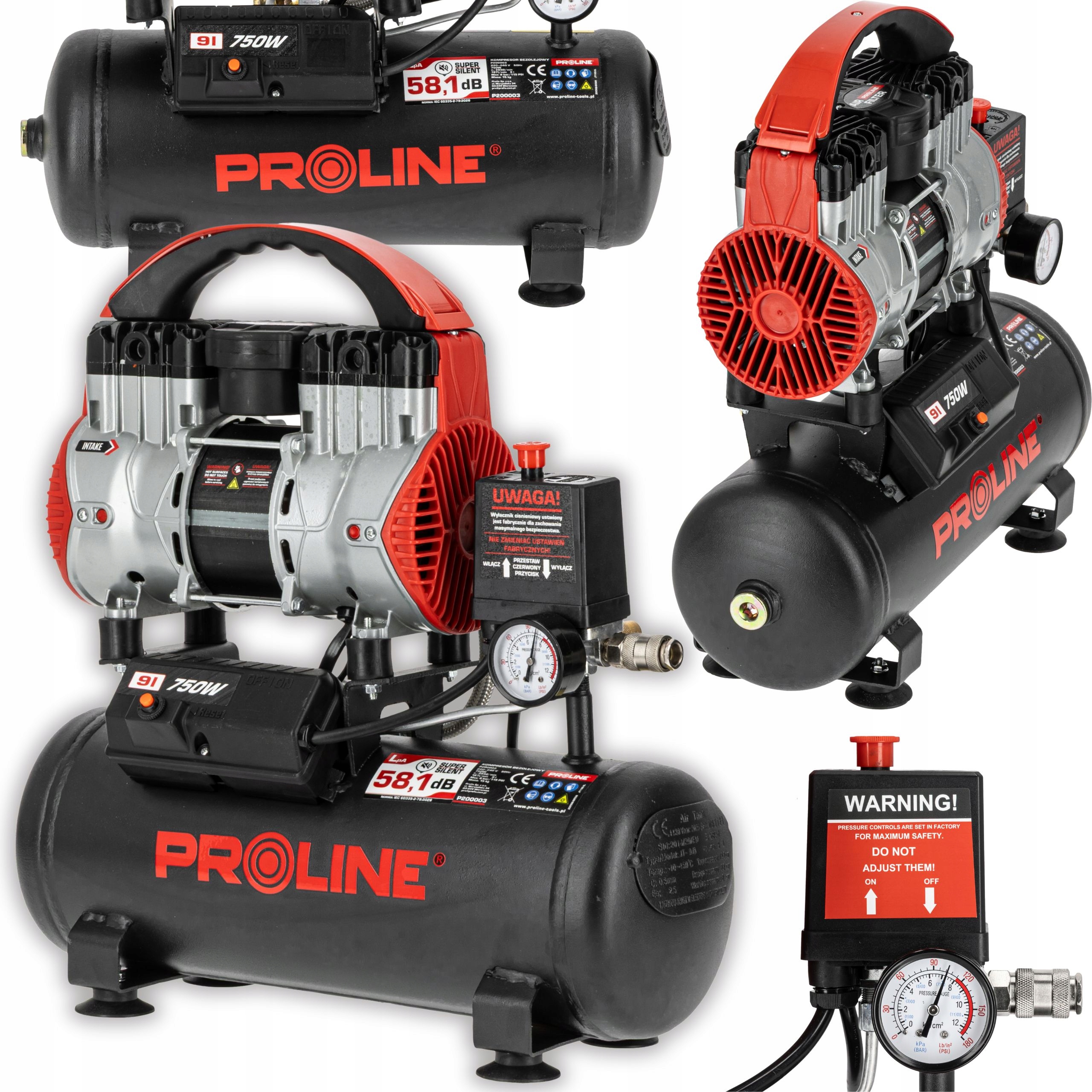 Bezolejový Kompresor Silný Tichý A Výkonný Kompresor 9 L 750 W 8 Bar 167 L/min