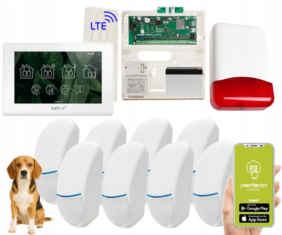 System Alarmowy Satel Perfecta 64 M Lte Syrena 8 Czujek Bingo Plus Pet App