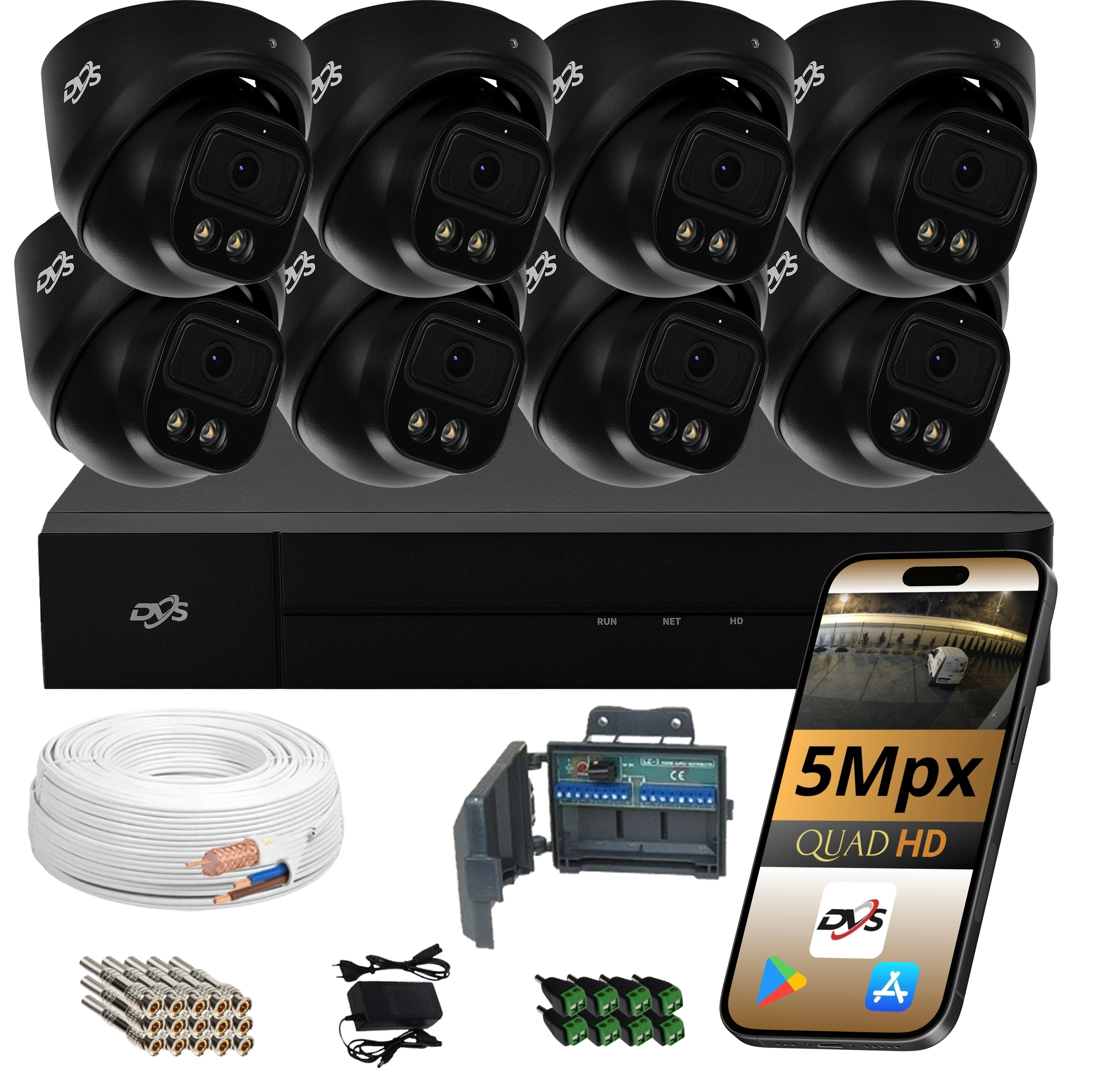 Sada Na Monitorovanie Domu 8*ANALÓGOVÁ Kamera 5Mpx Dvs Led Ir Ahd/tvi