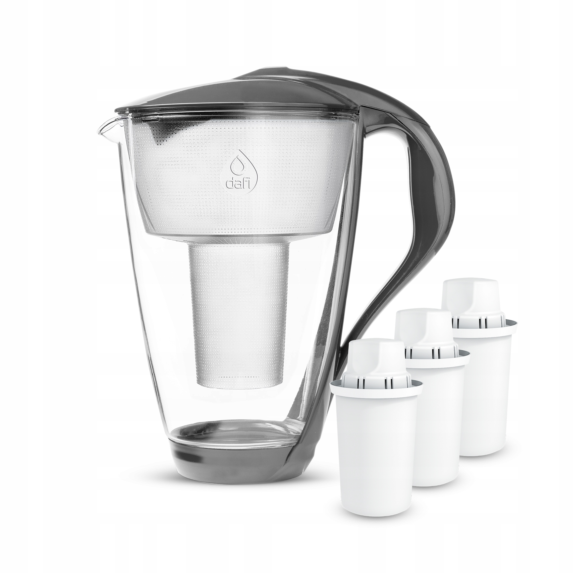 Skleněná Filtrační Konvice Dafi Crystal Led 2 l Grafitová 3 filtry Classic