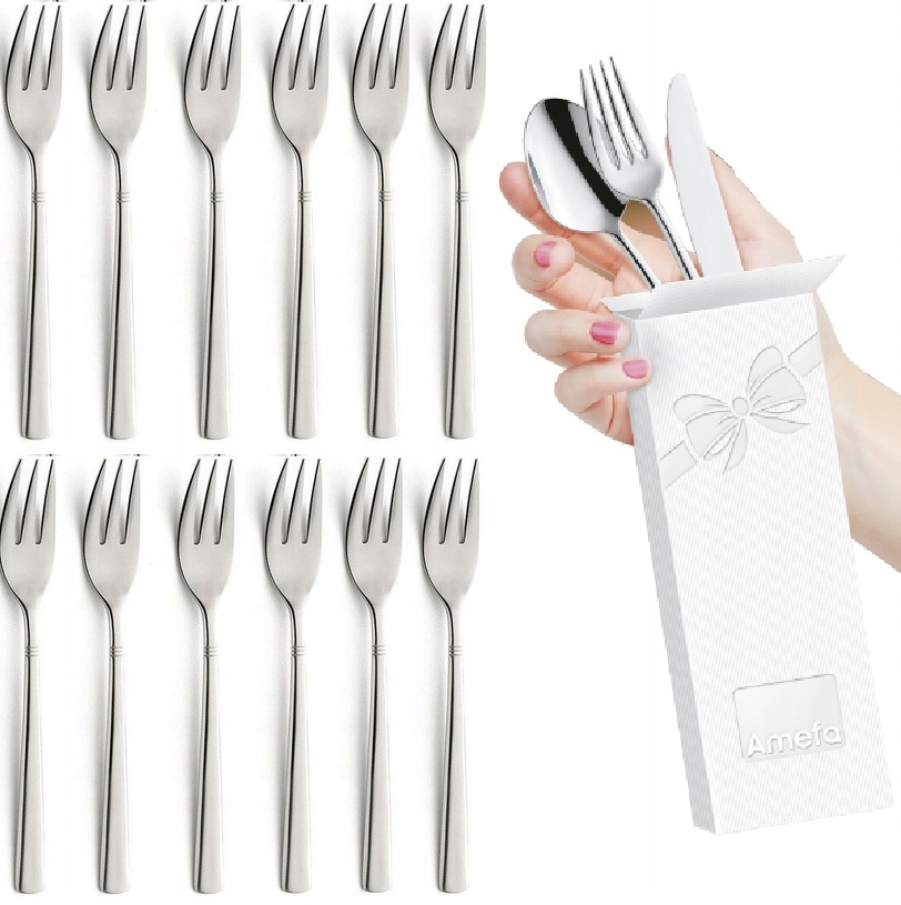 AMEFA SZTUĆCE NIERDZEWNE DAKOTA WIDELCZYKI CIASTA TORT DESER ZESTAW 12 OSÓB