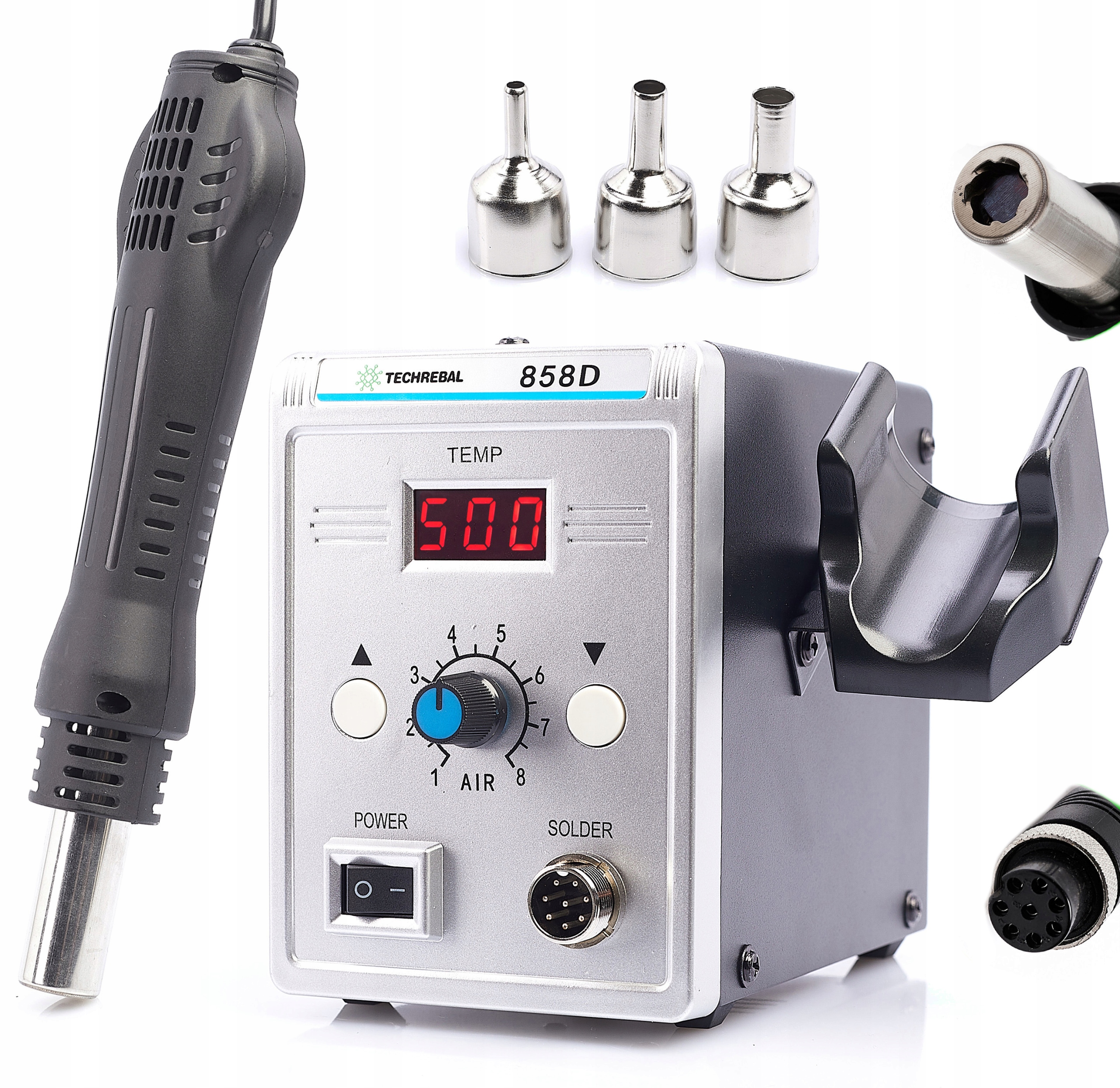 STACJA LUTOWNICZA HOT AIR GORĄCE POWIETRZE 858D ZSZYWACZ DO PLASTIKU SPOIWA Marka Techrebal