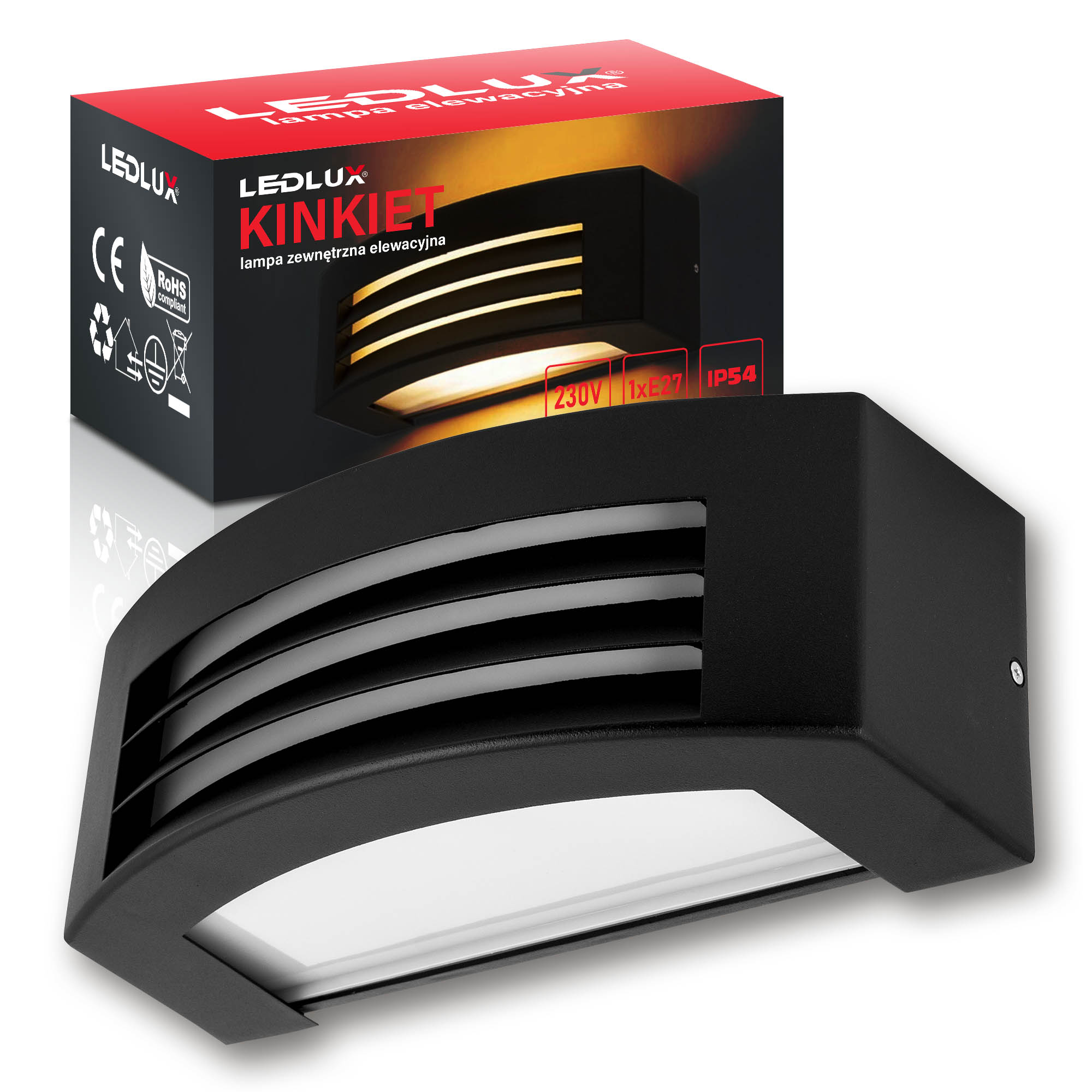 Lampa elewacyjna zewnętrzna LED kinkiet czarna Corso