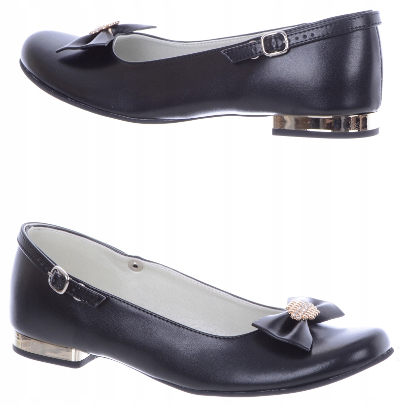 Eleganckie Buty Baleriny Komunijne Czarne 38 Rozmiar 38