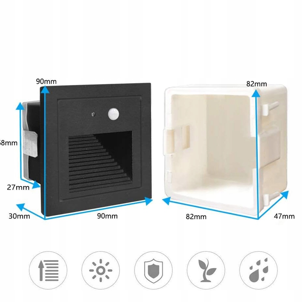 OŚWIETLENIE SCHODOWE OPRAWA LAMPKA SCHODOWA LED Z CZUJNIKIEM RUCHU 4SZT EAN (GTIN) 0886545184272