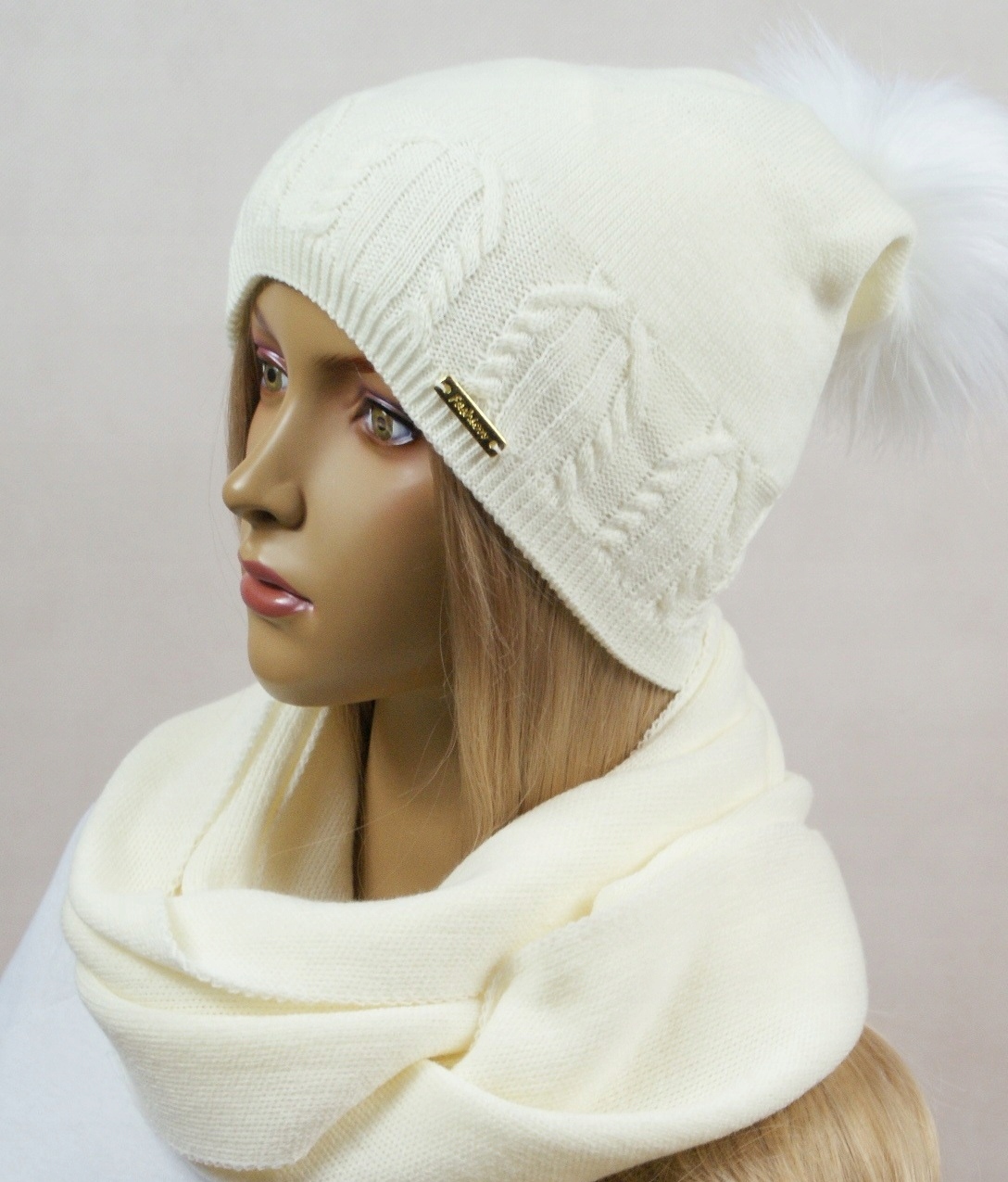 KOMPLET CZAPKA + KOMIN pompon # 19 Materiał dominujący akryl