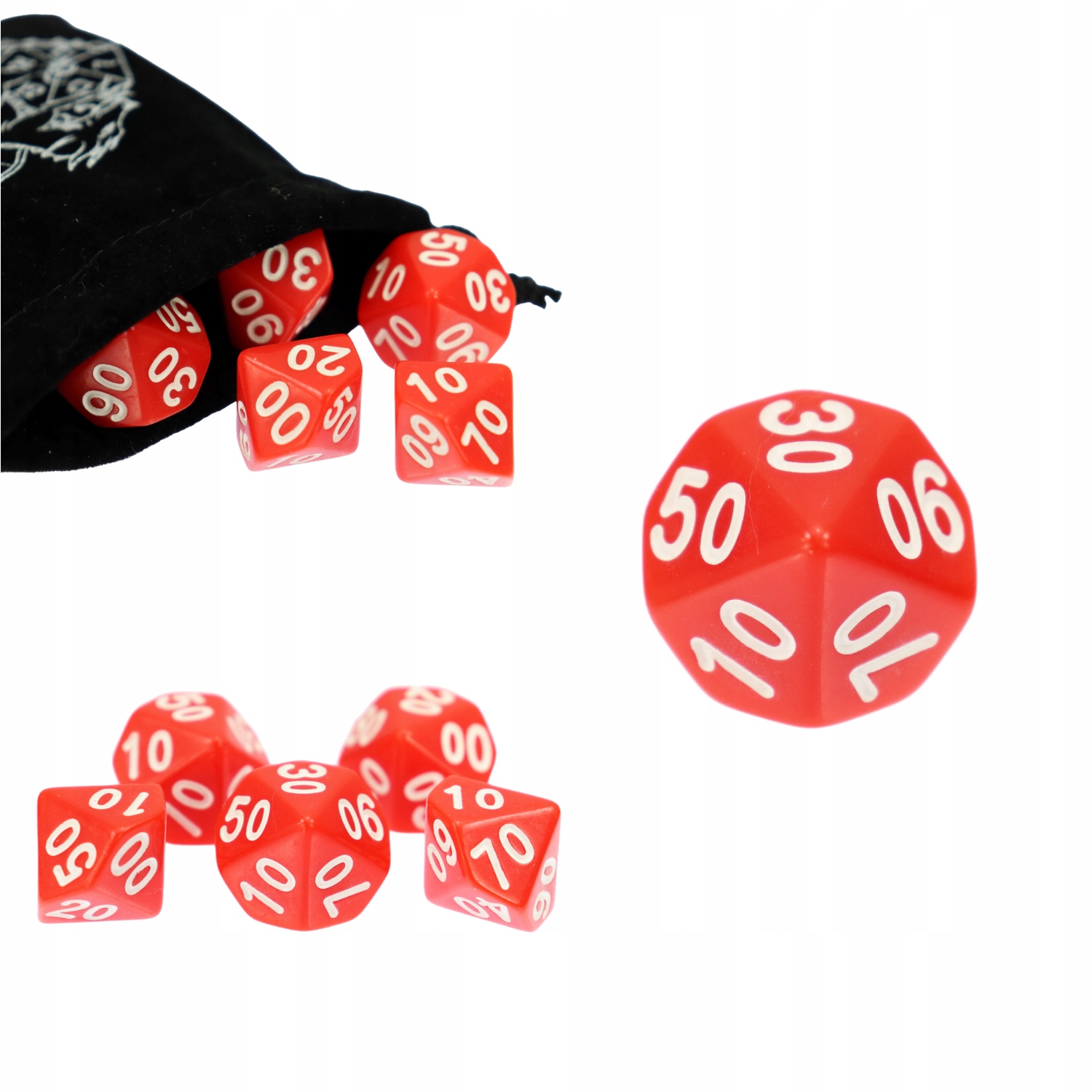 KOSTKA RPG KOŚĆ DZIESIĘCIOŚCIENNA K10 00-90 CZERWONA