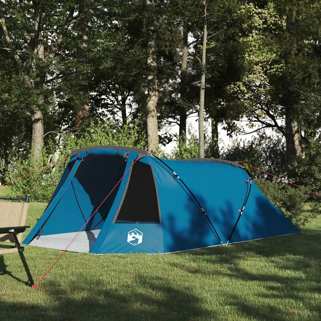 vidaXL Stan pro 3 osoby se střechou Modrý a šedý 328 x 228 x 115 cm