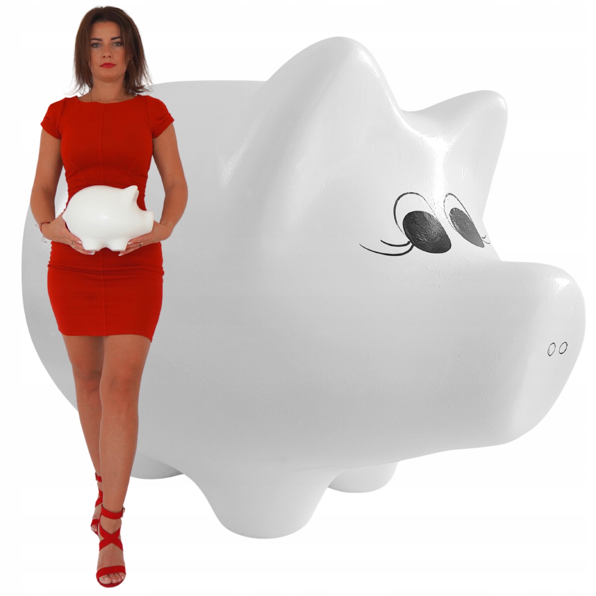 ŚWINKA SKARBONKA DUŻA BIAŁA CERAMICZNA DO ROZBICIA