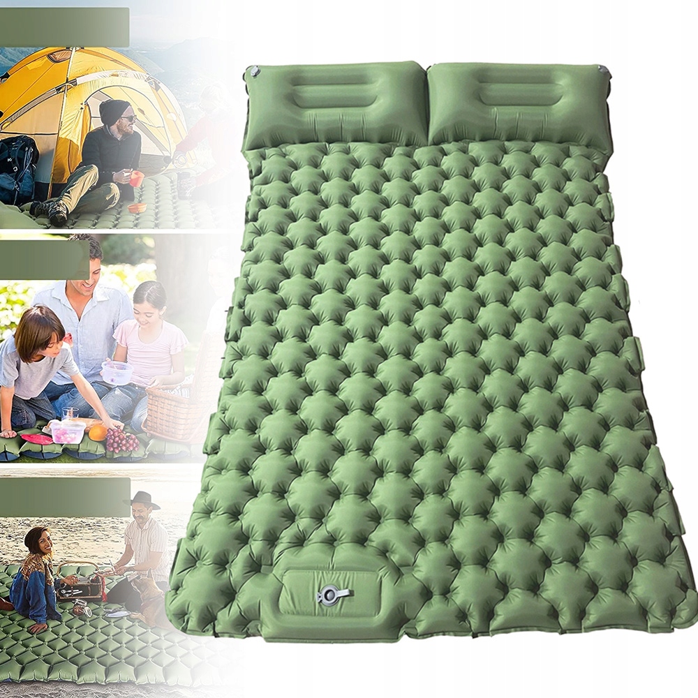Mata Samopompująca Dwuosobowa Materac 196*125 Na Kemping Trwały Z Poduszką