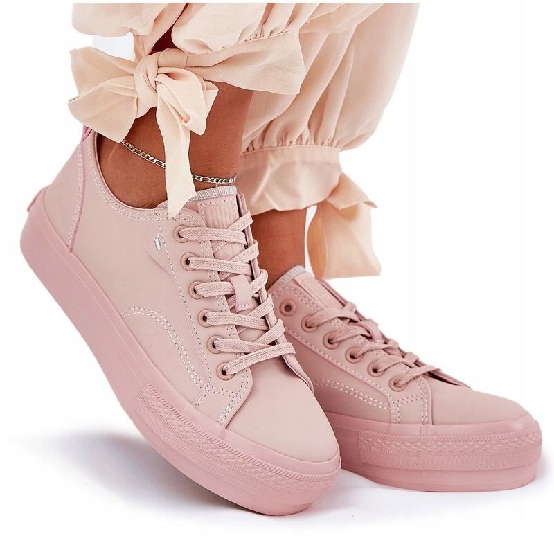 Dámské Eko Kožené Tenisky Na Platformě RR274A294 Růžové 40