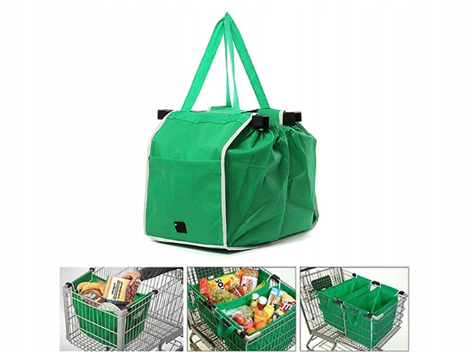Torba na zakupy do wózka zielona 2 szt   15707 — 3