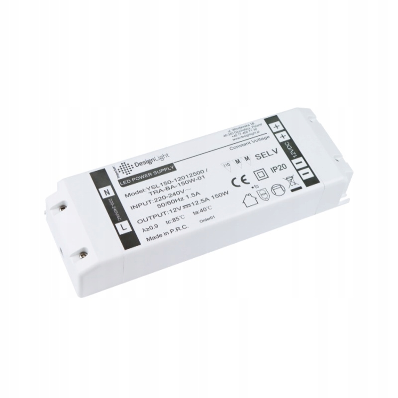 Osvětlení nábytku Napájecí zdroj Basic pro Led 150W, 12V DC, Bez Kabelů.