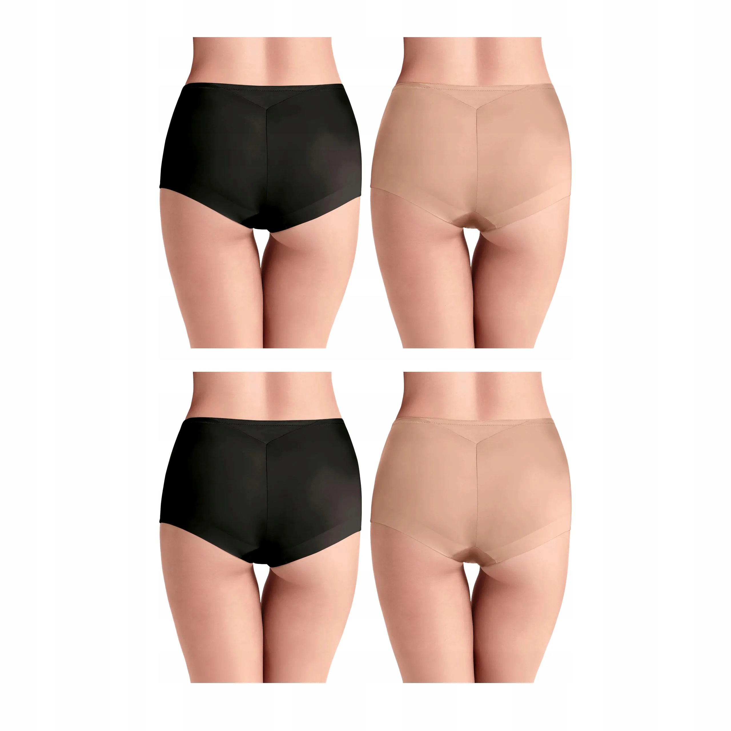 4 ks Kalhotky dámské kalhotky s vysokým pasem 2x Nero 2x Bronze Skin M