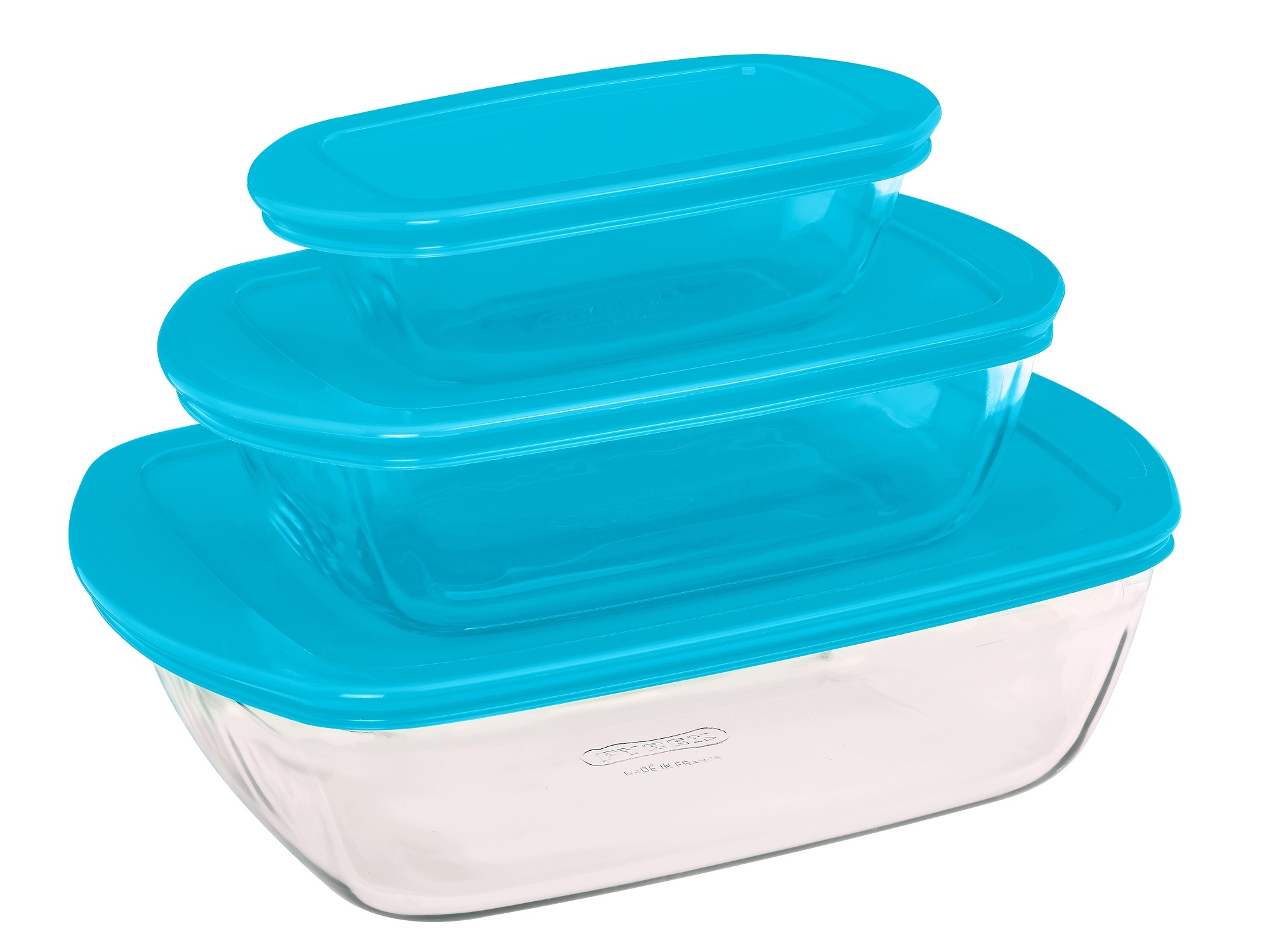 Sada 3x Žáruvzdorná nádoba Cook&Store Pyrex 0,4+ 1,2+ 2,5 L modrá
