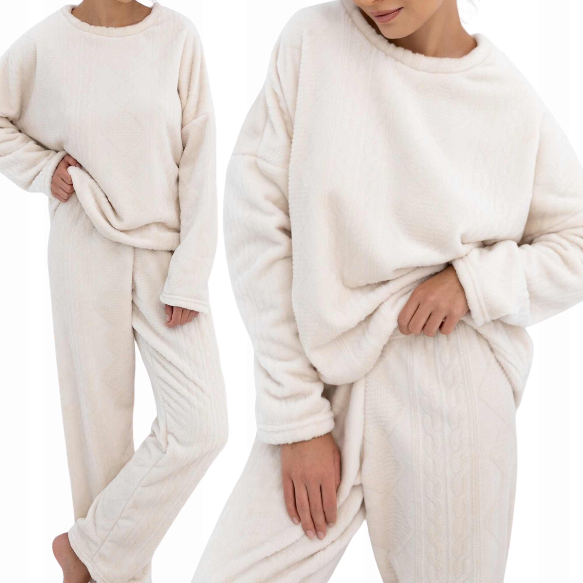 Pyžamo komplet homewear teplá pohodlná mikina s kalhotami Sensis Bridget béžová S