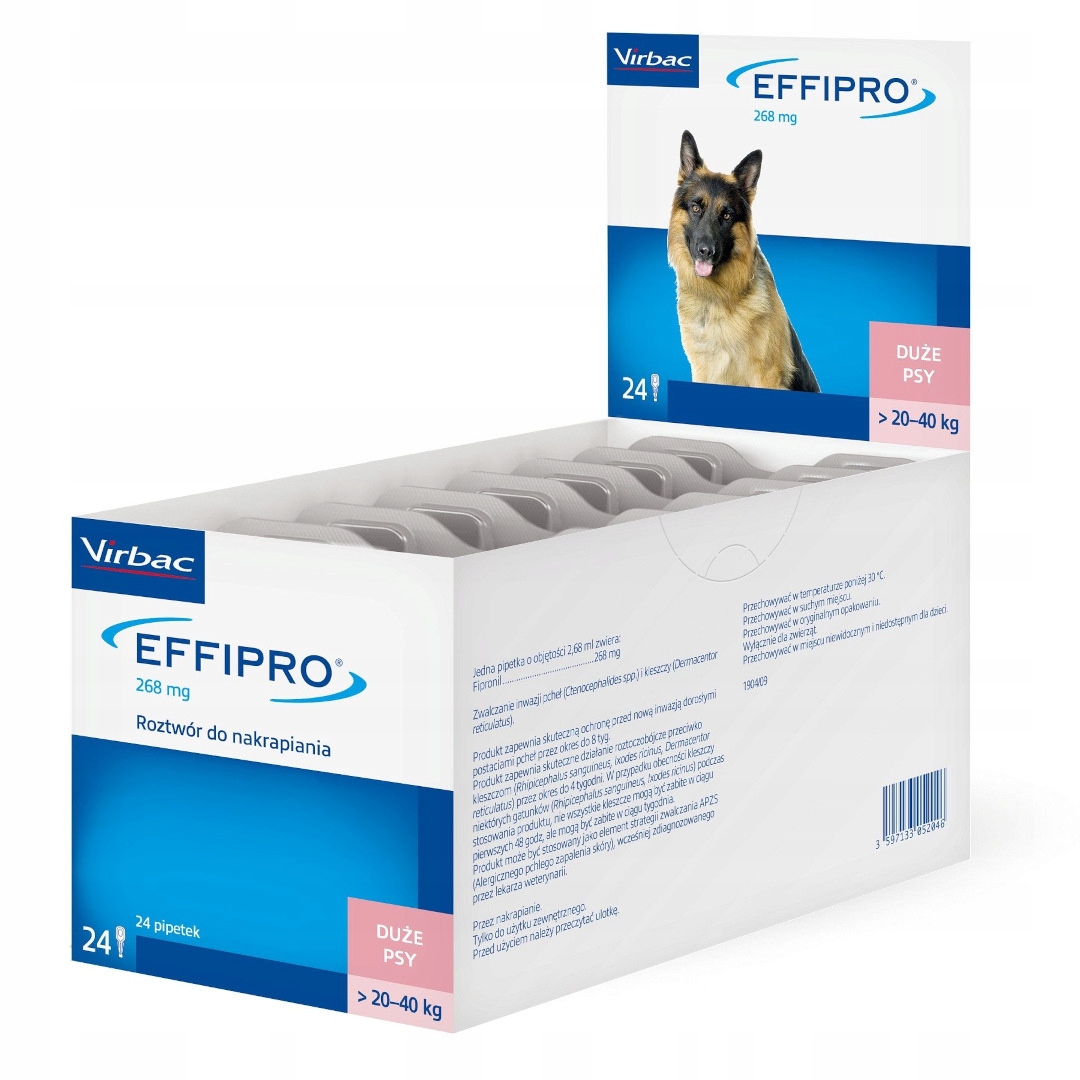 Virbac Effipro L 24x268mg Preparat Przeciw Pchłom Kleszczom Dla Dużego Psa