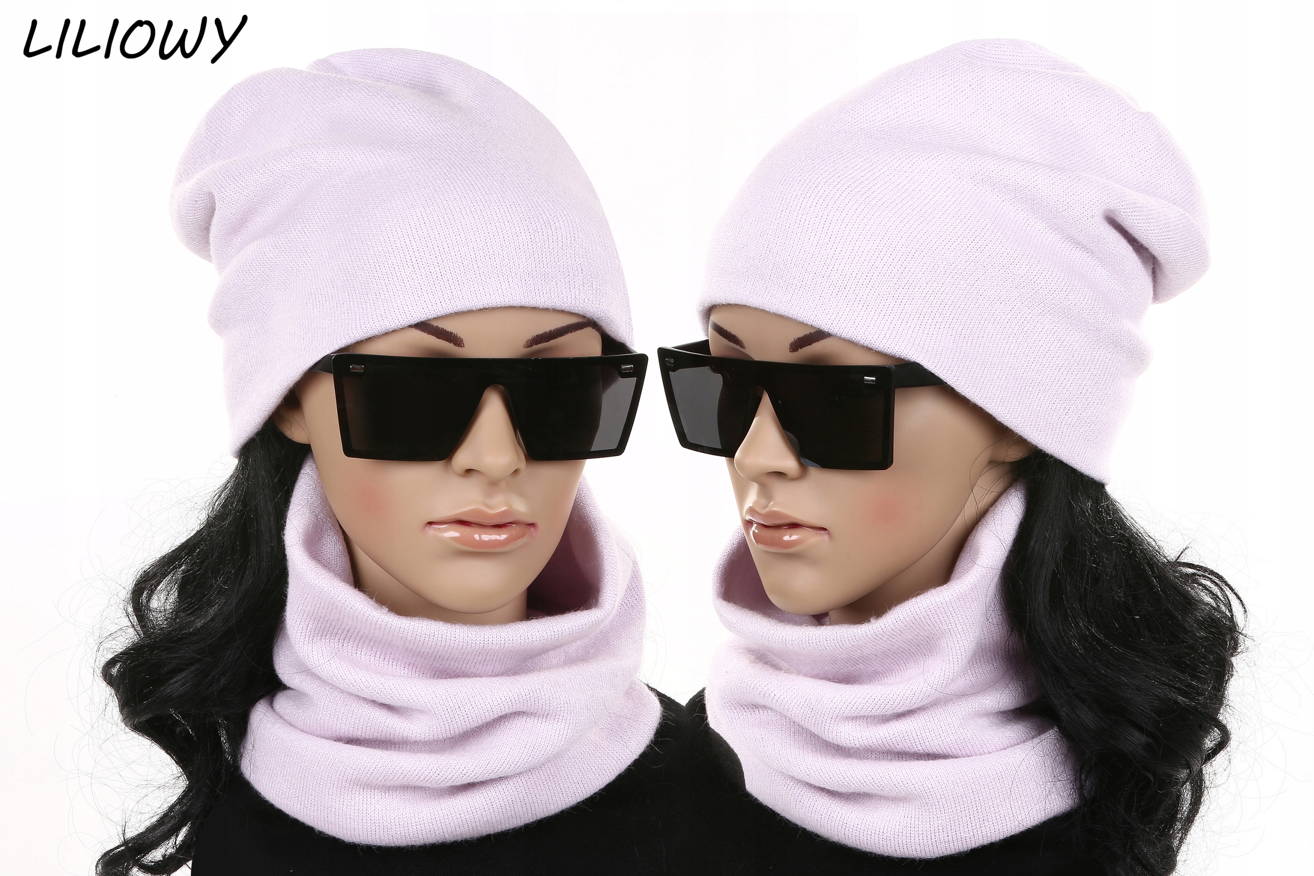 POLSKI KOMPLET CZAPKA + KOMIN TUNEL SZAL MAJKA Wzór dominujący bez wzoru