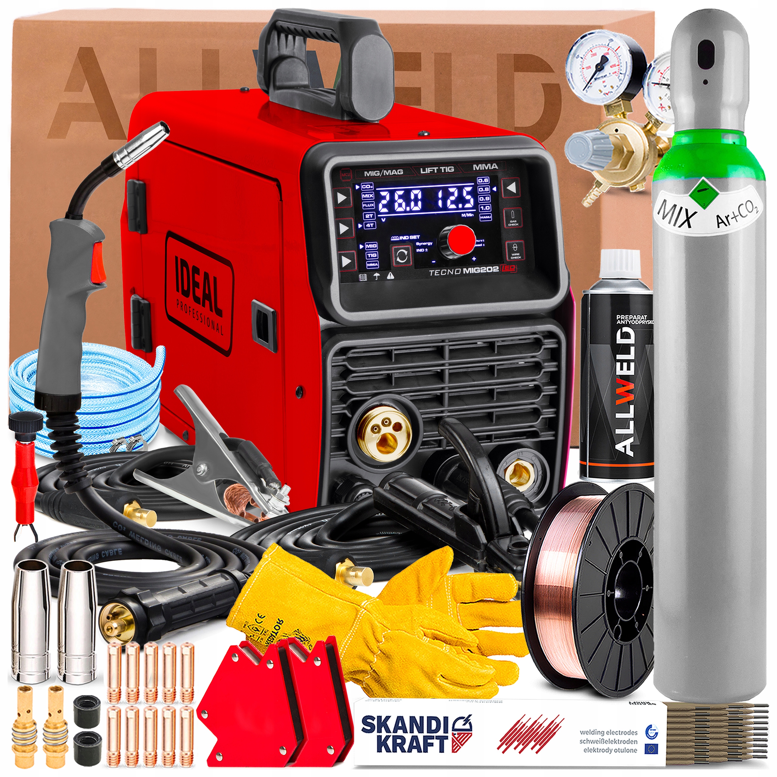 Spawarka 3W1 Ideal Tecno Mig 202 Tig Lift Synergia Lutospawanie 230V 200A
