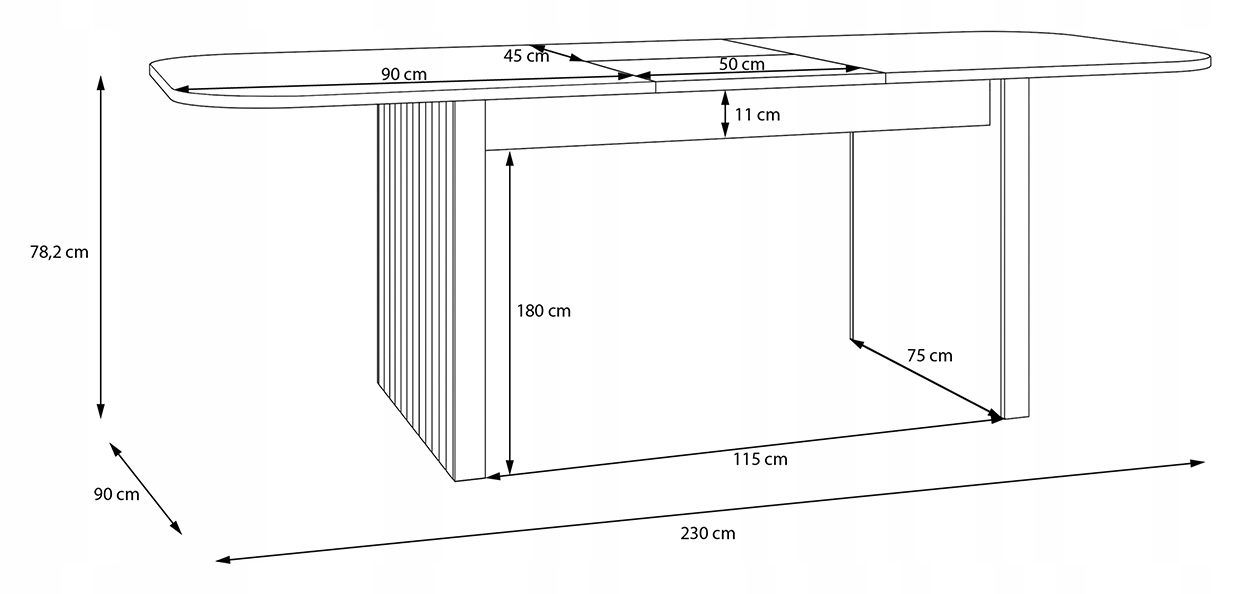 Stół owalny rozkładany 180 - 230 cm JYTANA TBLT7128 / FORTE Kod producenta TBLT7128-D129