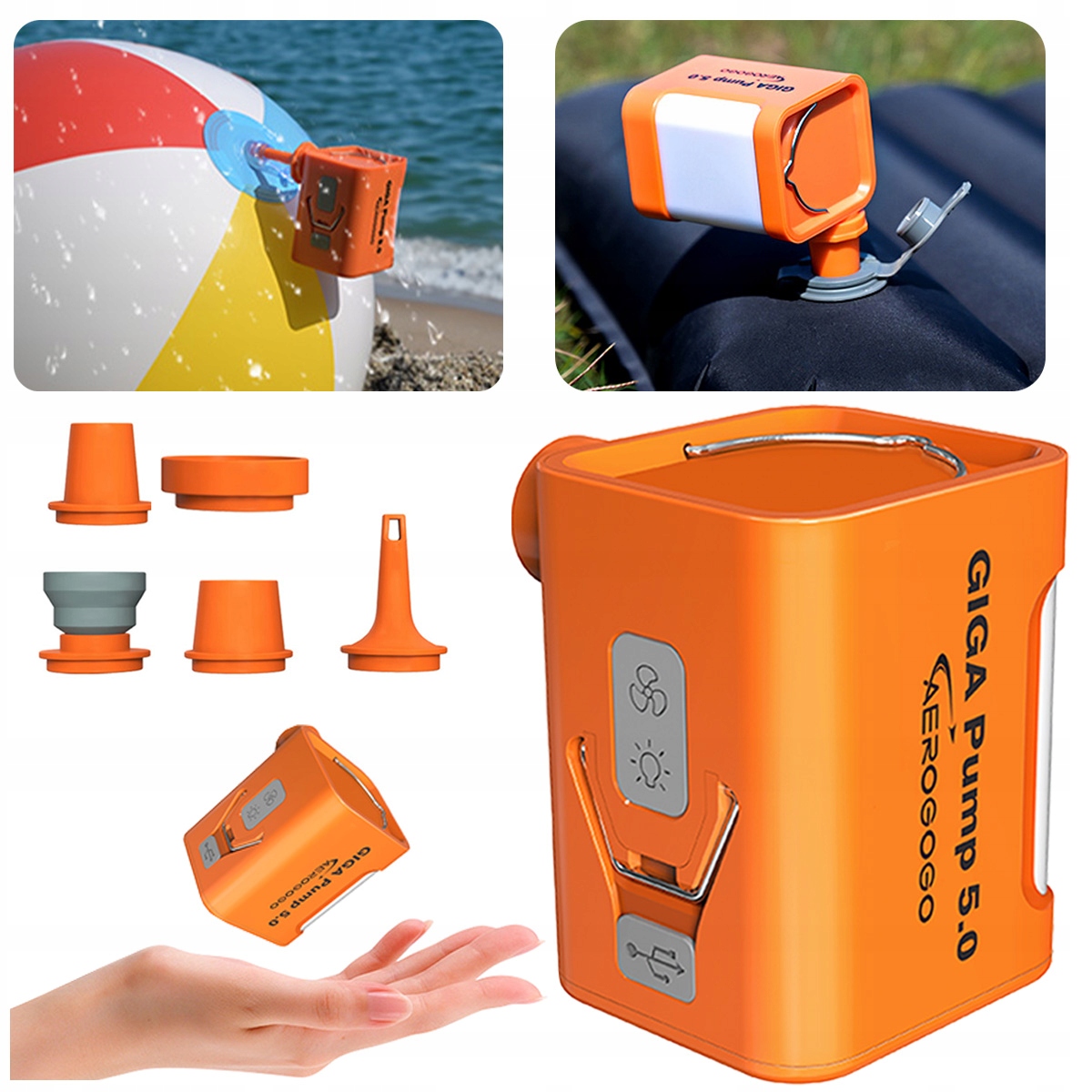 Giga Pump 5.0 Pompka Do Materca Z Lampką 5 końcówek IPX7 Usb-c