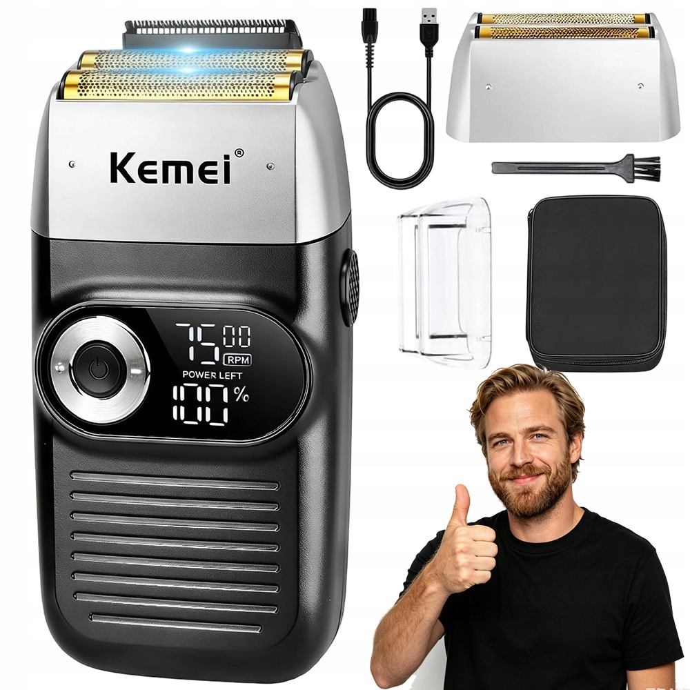 Holicí Strojek Pánský Elektrický Fóliový Přenosný Set S LCD Usb 4H Provozem 5W