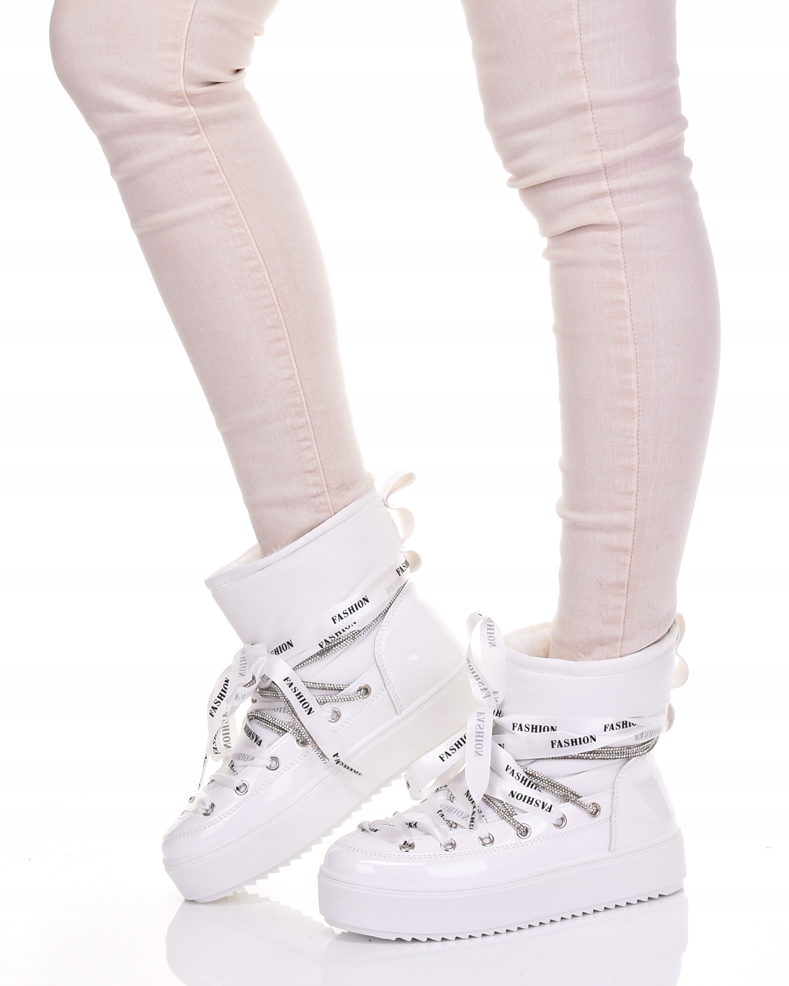 MODNE ŚNIEGOWCE Z FUTERKIEM WSUWANE BUTY ZIMOWE NA PLATFORMIE Rozmiar 38