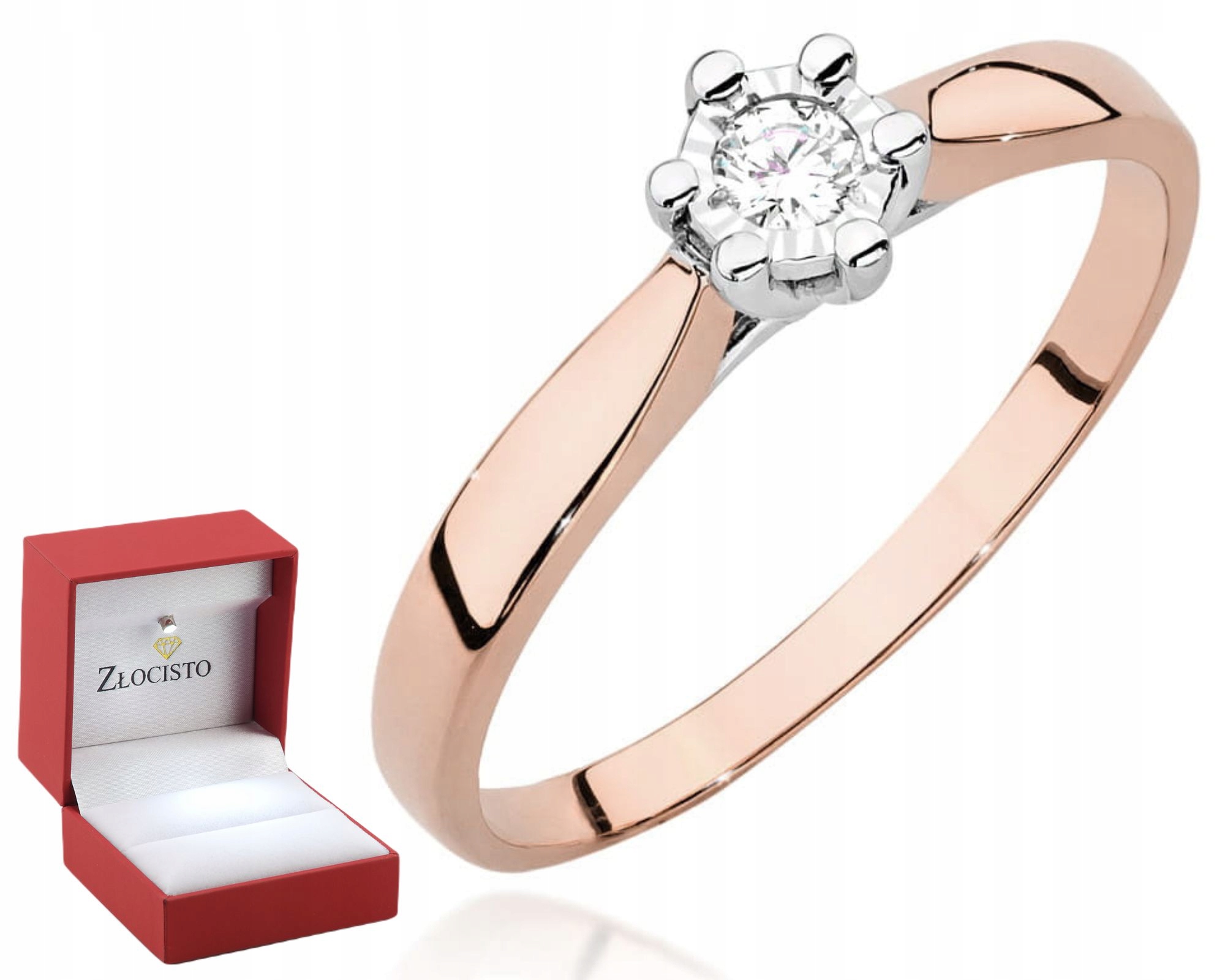 Prstýnek z růžového zlata s briliantem Gravírování