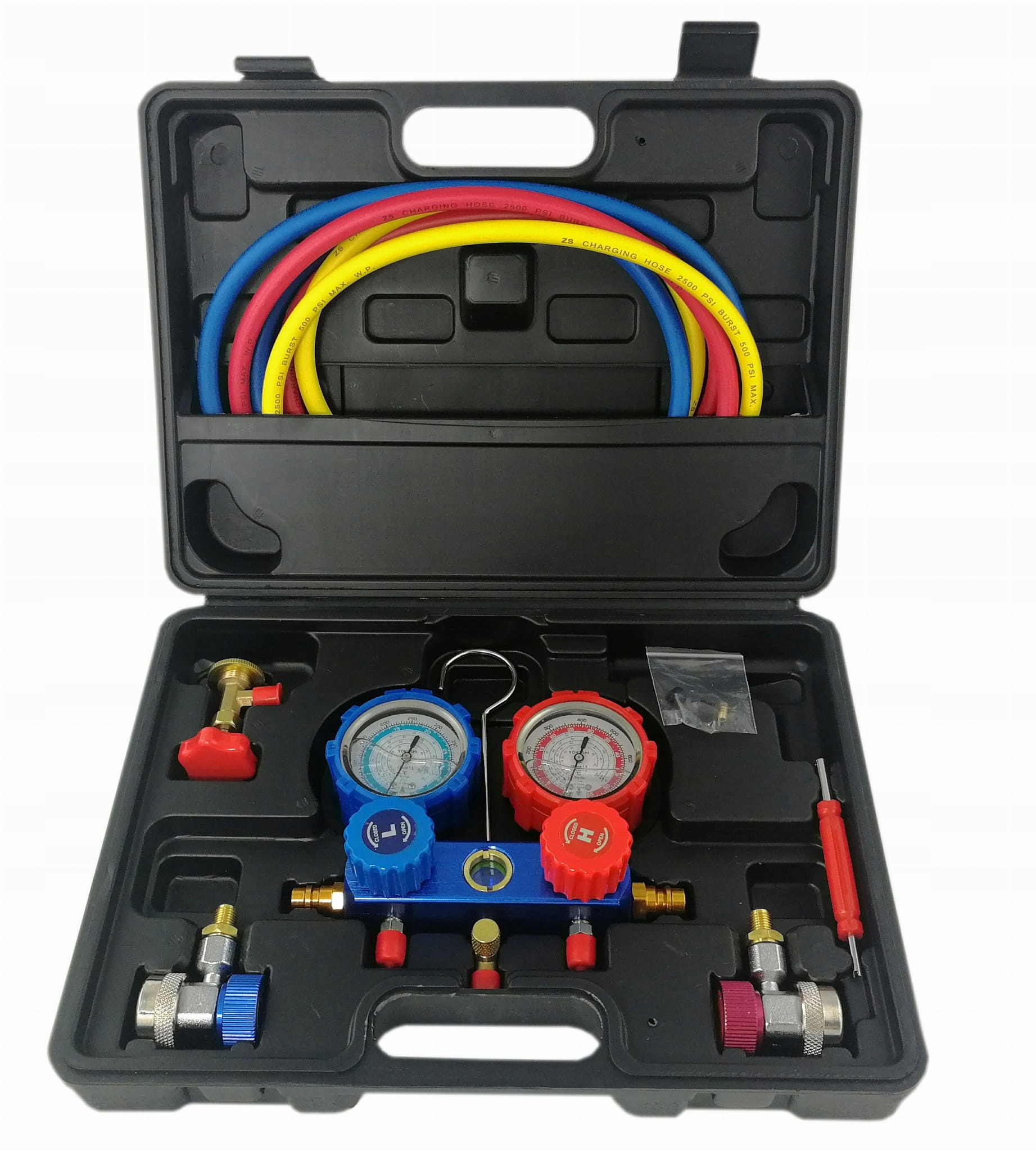 ТЕСТЕР КОНДИЦИОНЕРА КОМПЛЕКТ ДЛЯ ЗАПРАВКИ МАНОМЕТРОВ R134A ШЛАНГ 150 СМ